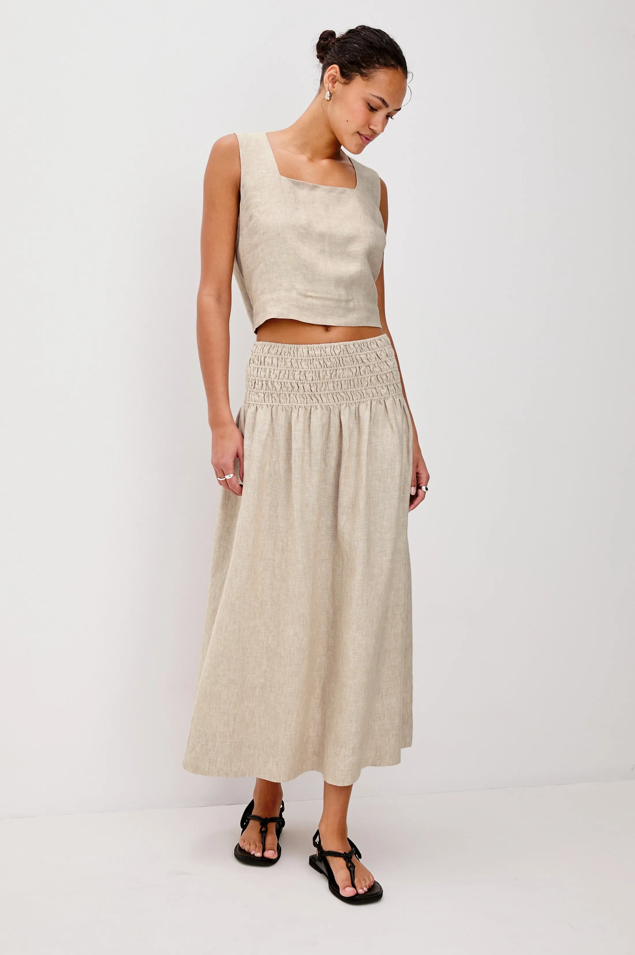 ALESSA SKIRT - HEATHERED FLAX Rails