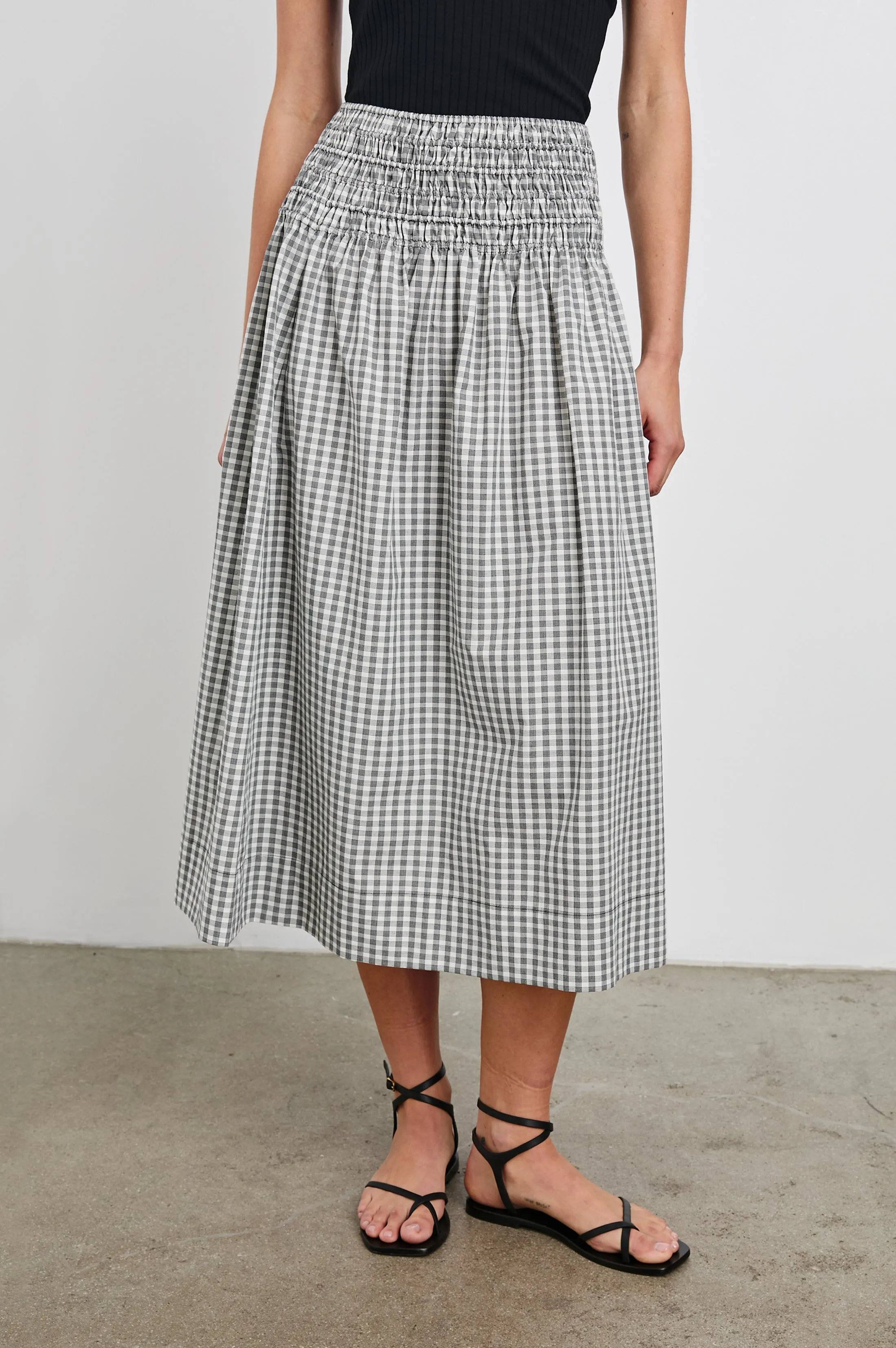 ALESSA SKIRT - IVORY JET GINGHAM Rails