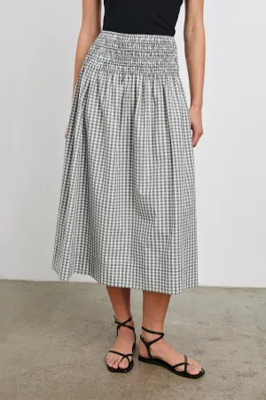 ALESSA SKIRT - IVORY JET GINGHAM Rails