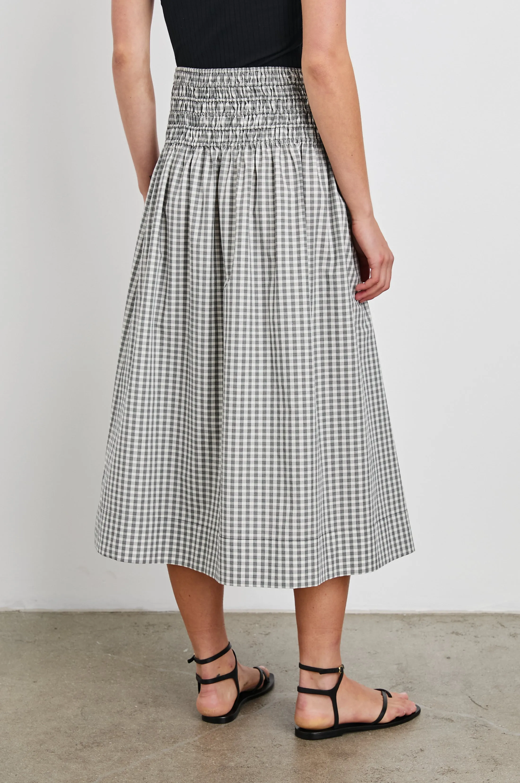 ALESSA SKIRT - IVORY JET GINGHAM Rails