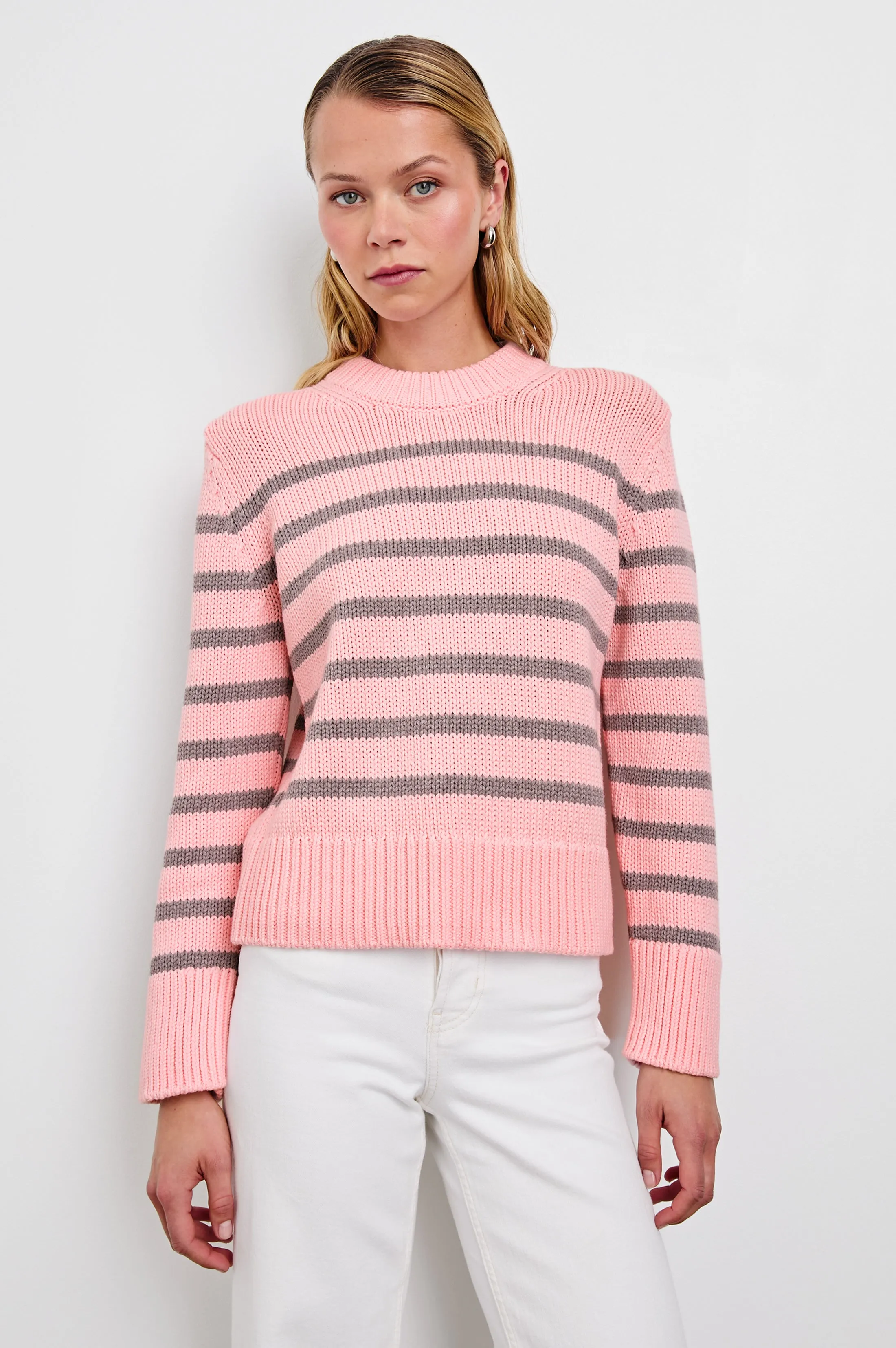 ALISE SWEATER - PINK HEATHER STRIPE Rails