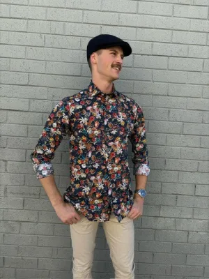 Altemflower - Positano Poplin Shirt - Floral - Navy
