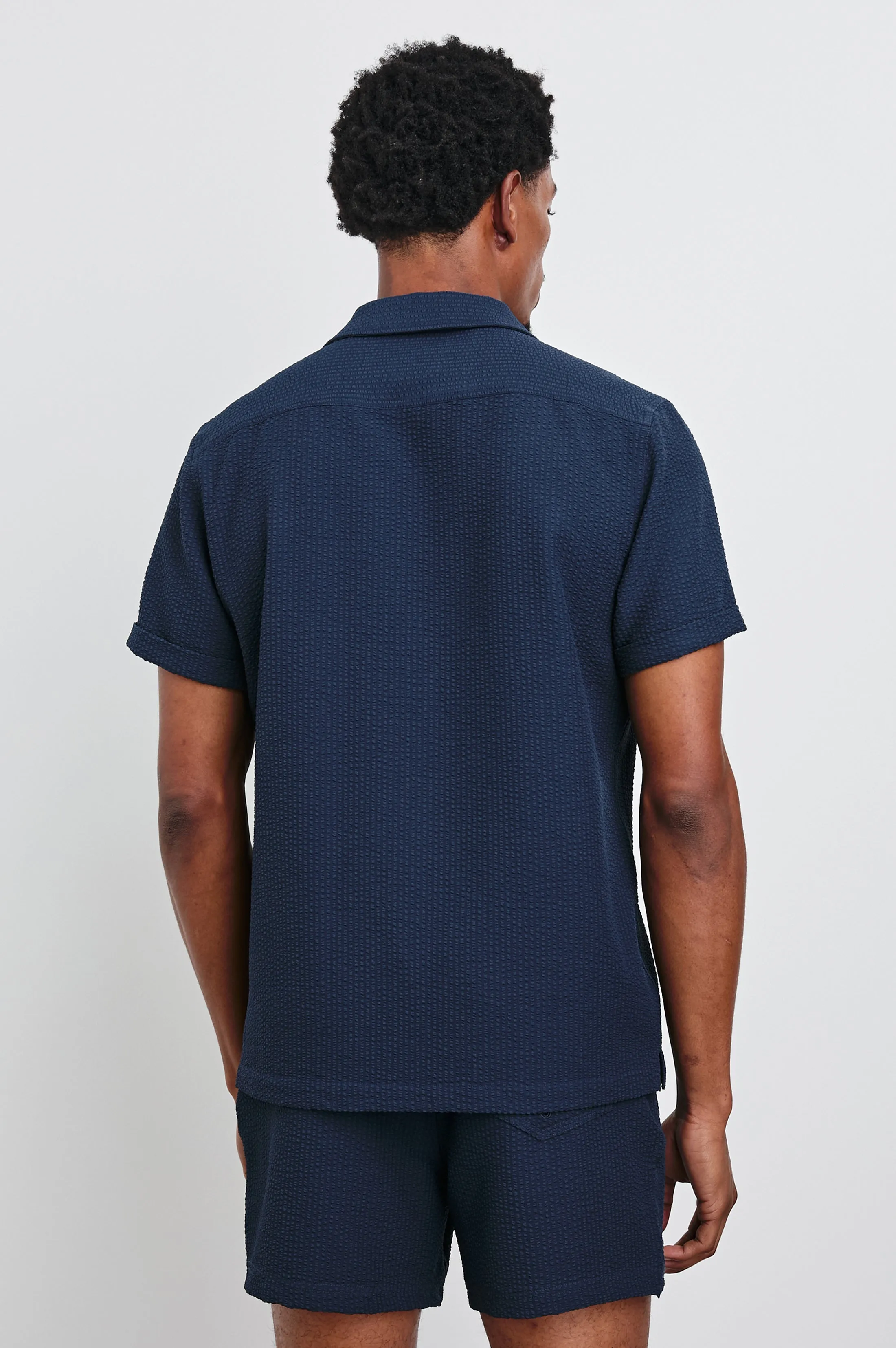 AMALFI SHIRT - NAVY SEERSUCKER Rails