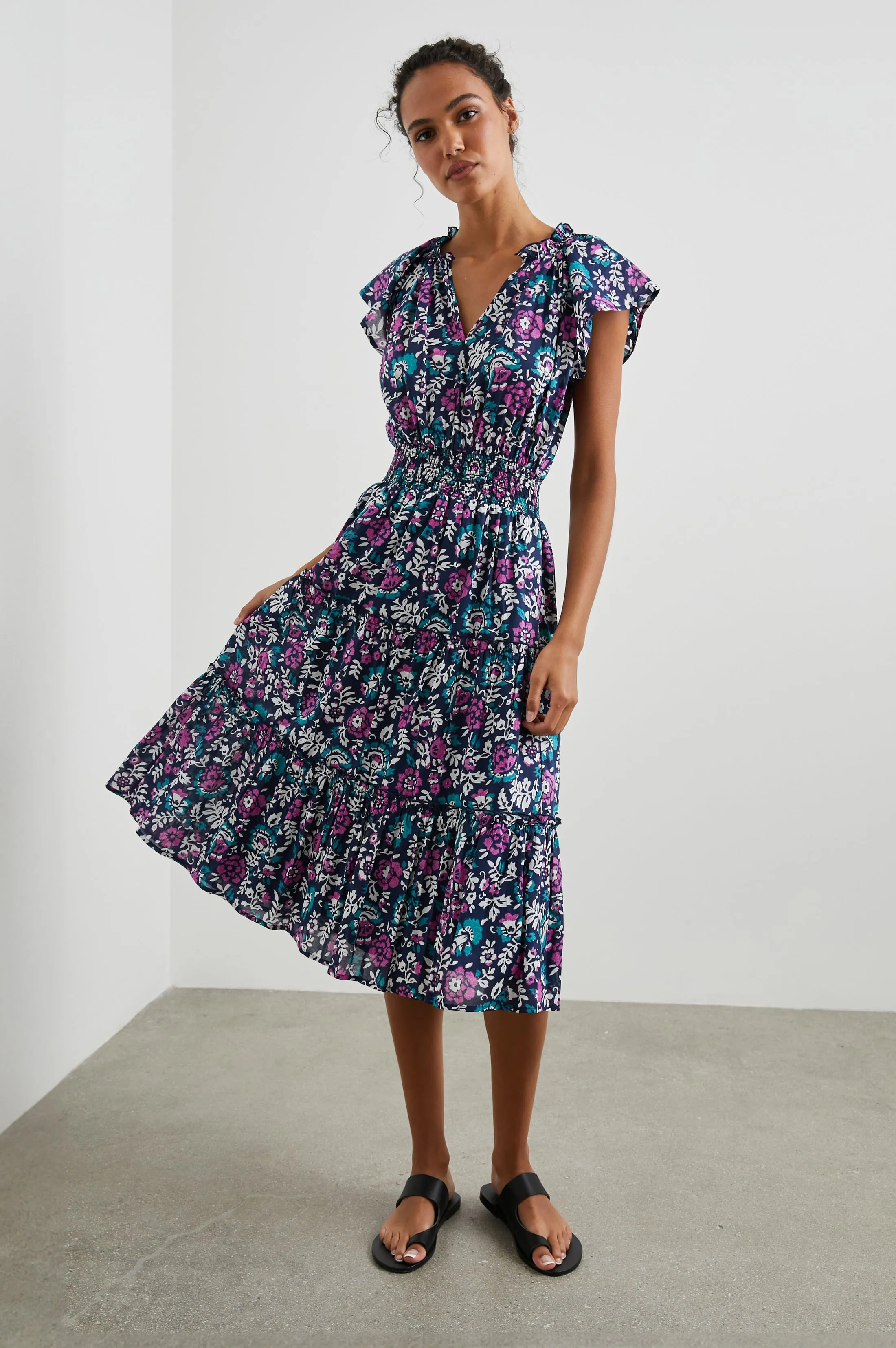 AMELLIA DRESS - WOODBLOCK FLORAL Rails