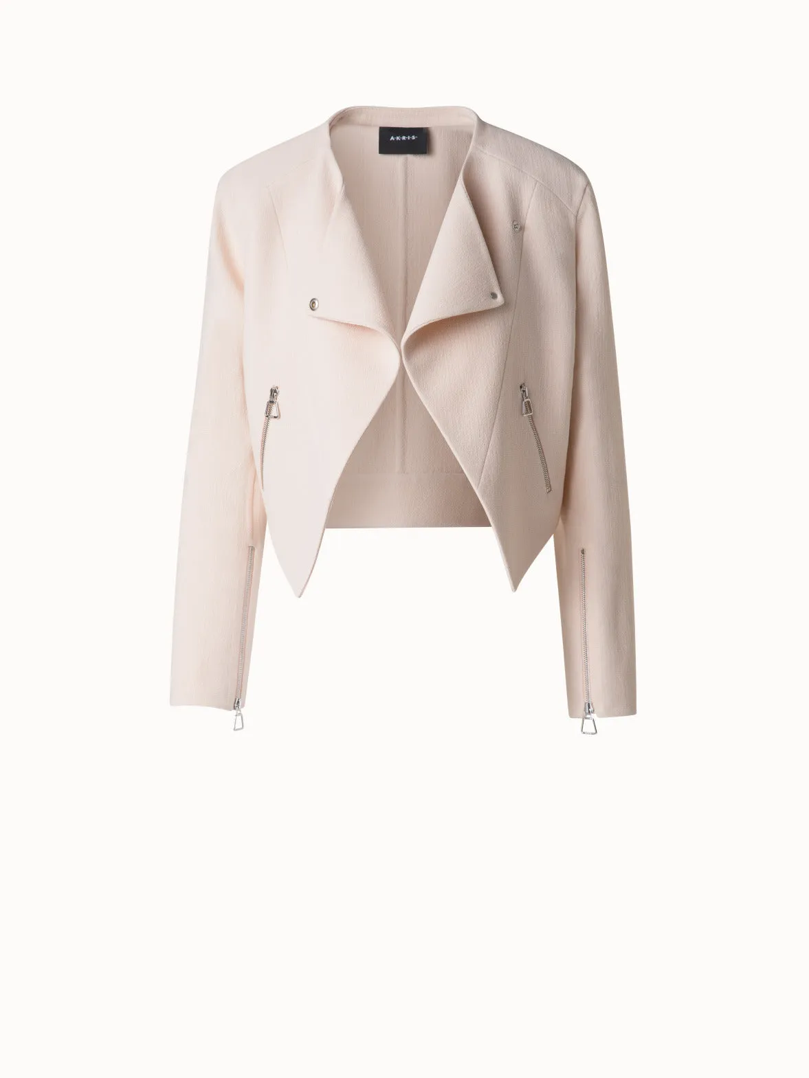 Asymmetrical Fitted Jacket in Wool Double-Face Akris