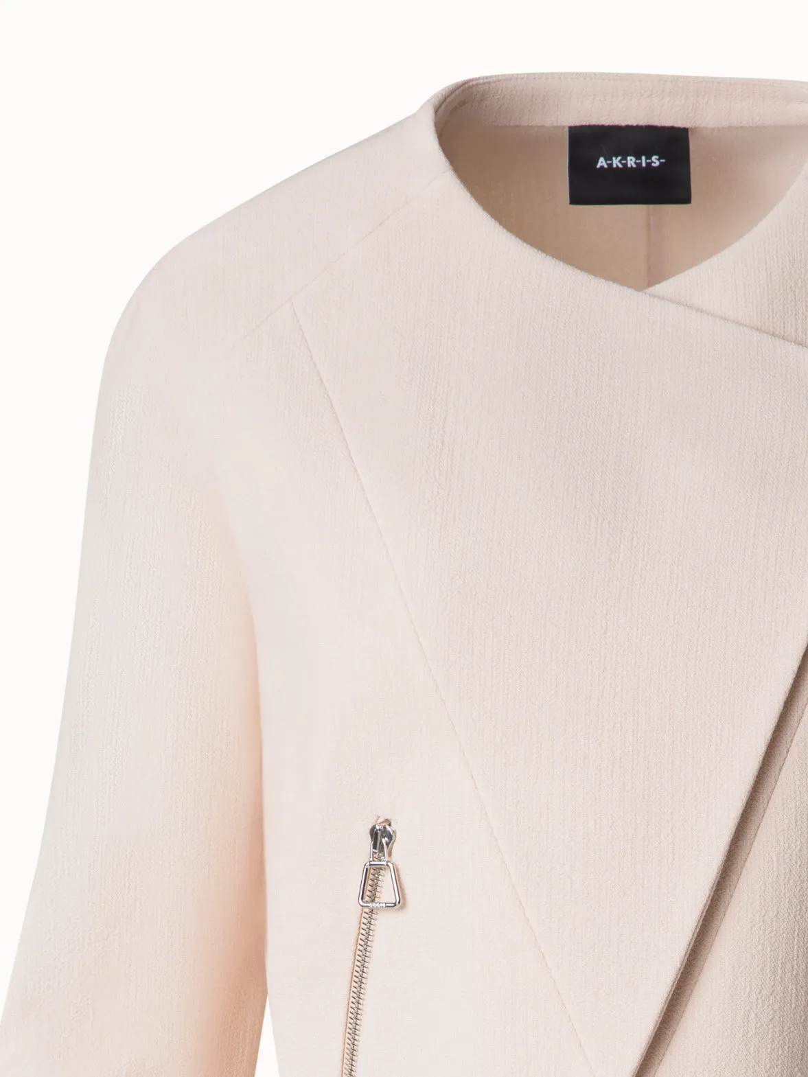 Asymmetrical Fitted Jacket in Wool Double-Face Akris