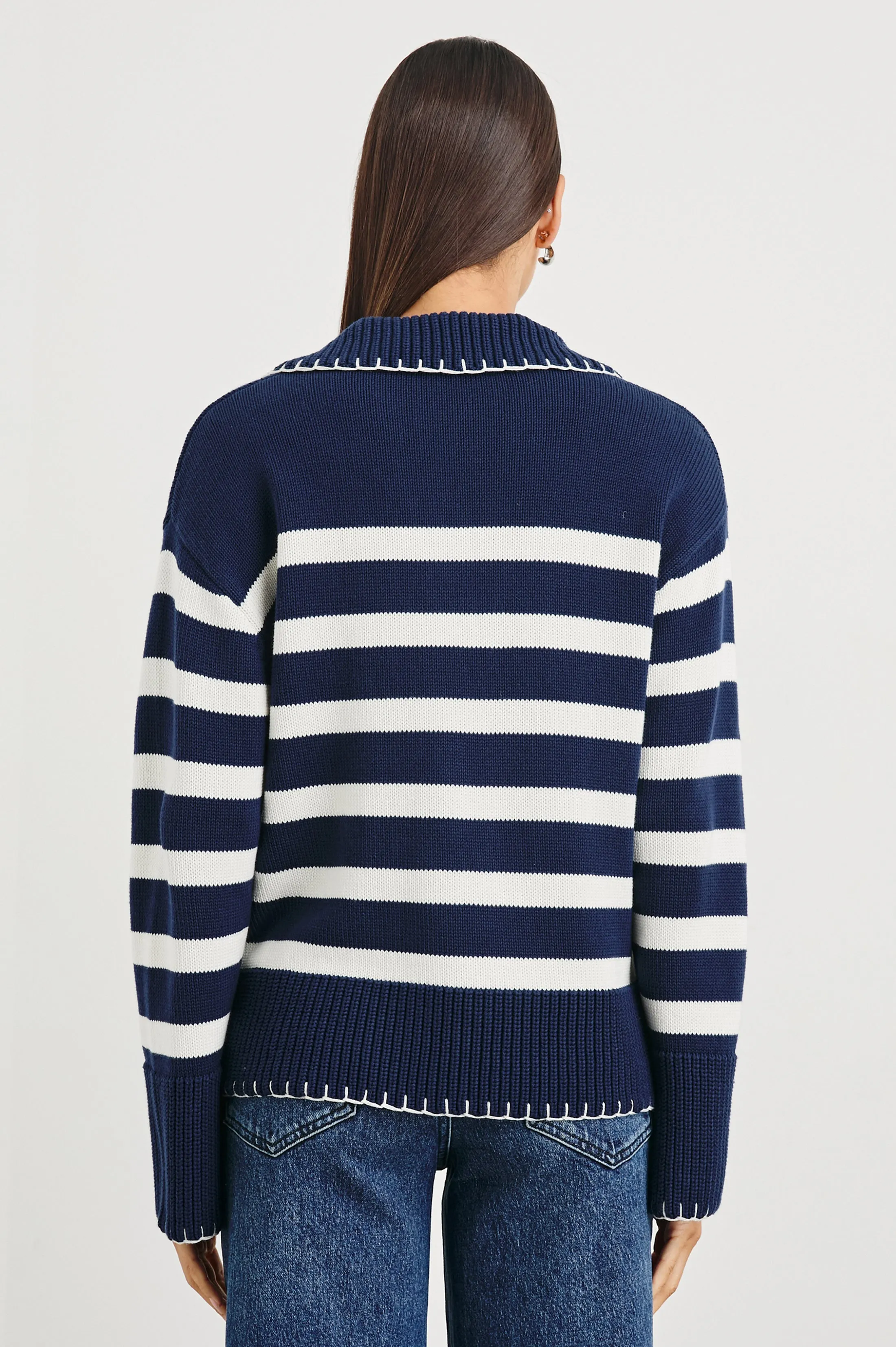 ATHENA SWEATER - NAVY IVORY STRIPE Rails