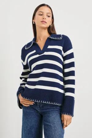 ATHENA SWEATER - NAVY IVORY STRIPE Rails