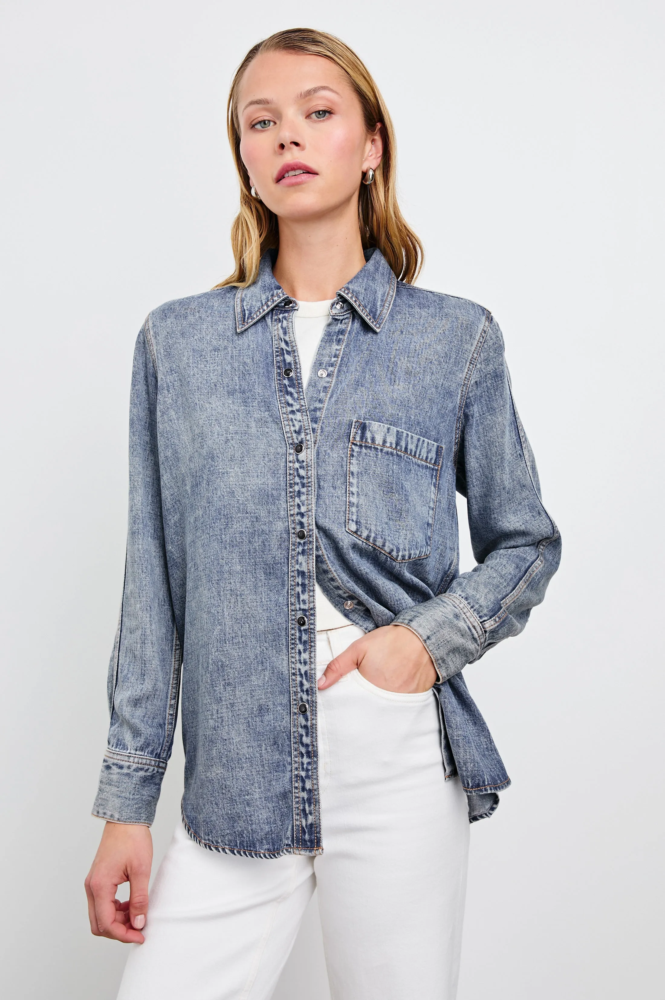ATTICUS SHIRT - MID BLUE Rails