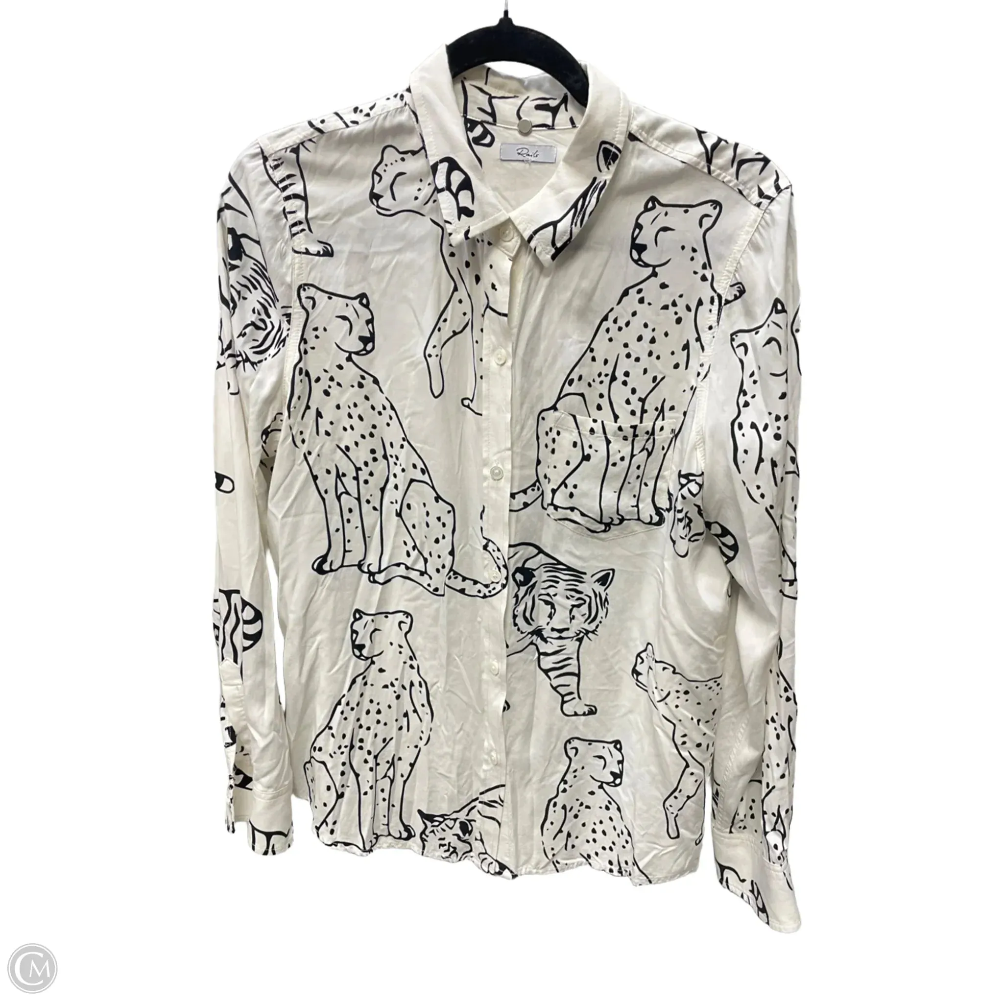 Blouse Long Sleeve By Rails In Animal Print, Size: M