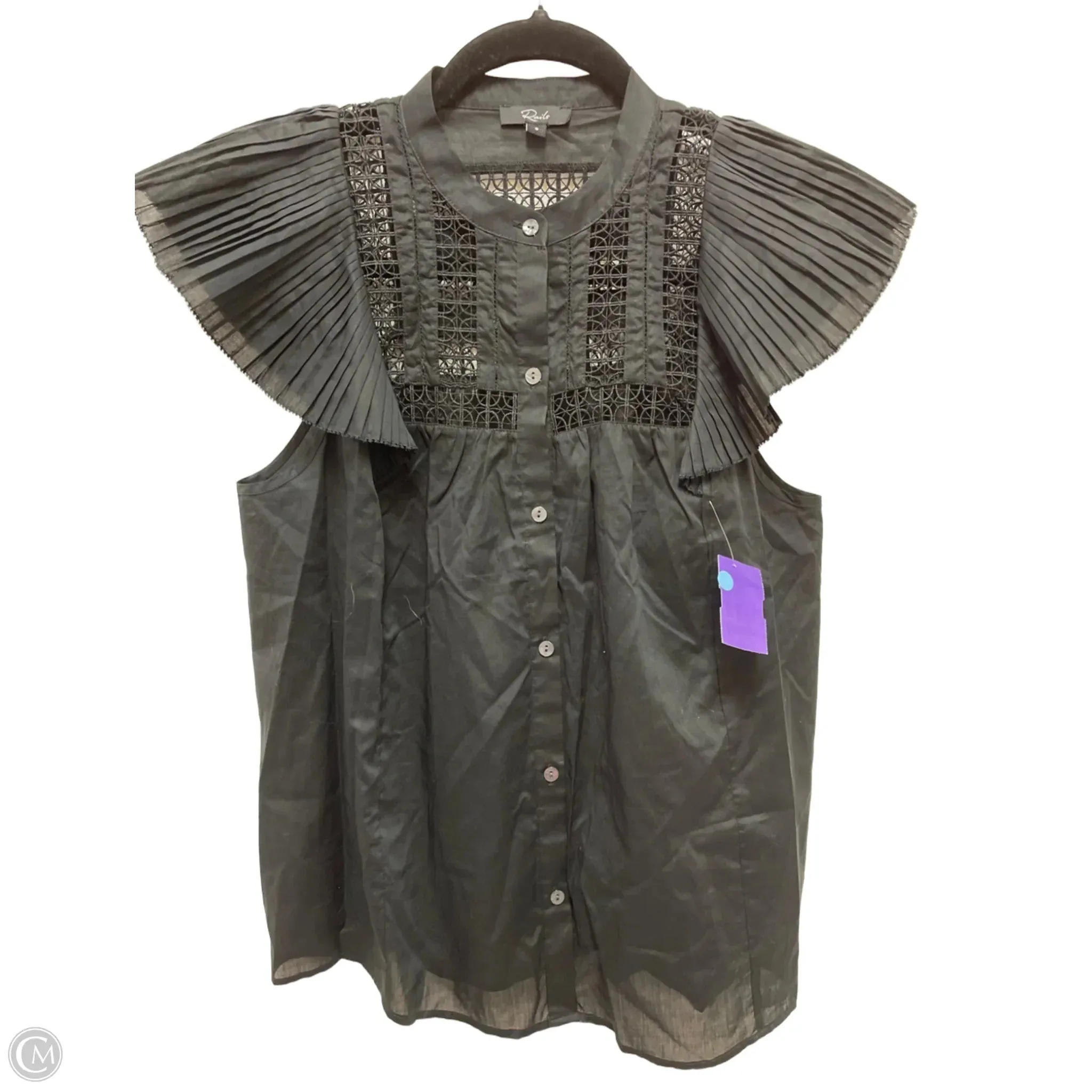 Blouse Short Sleeve By Rails In Black, Size: S