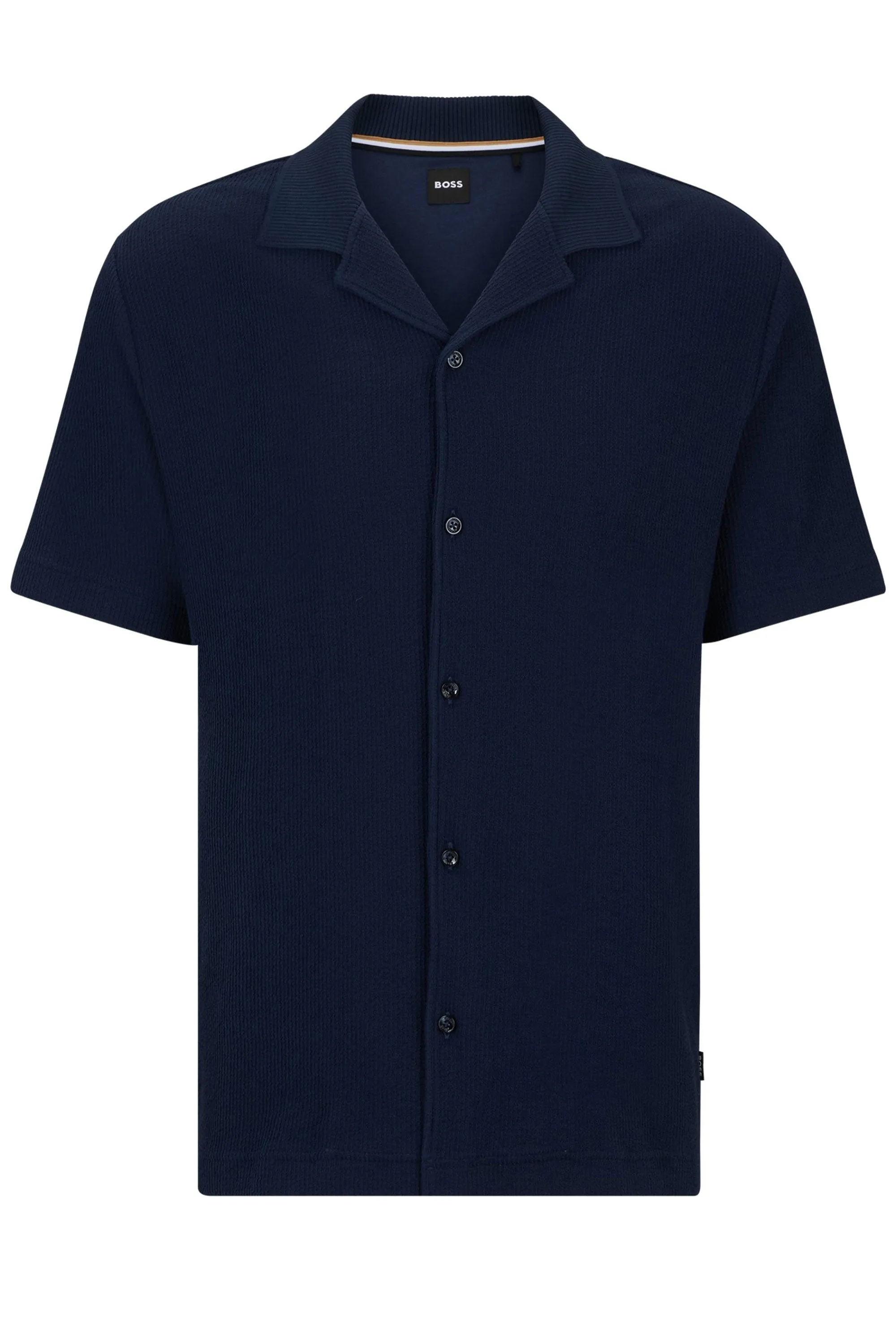 Boss Powell 129 Button Through Polo Shirt Dark Blue
