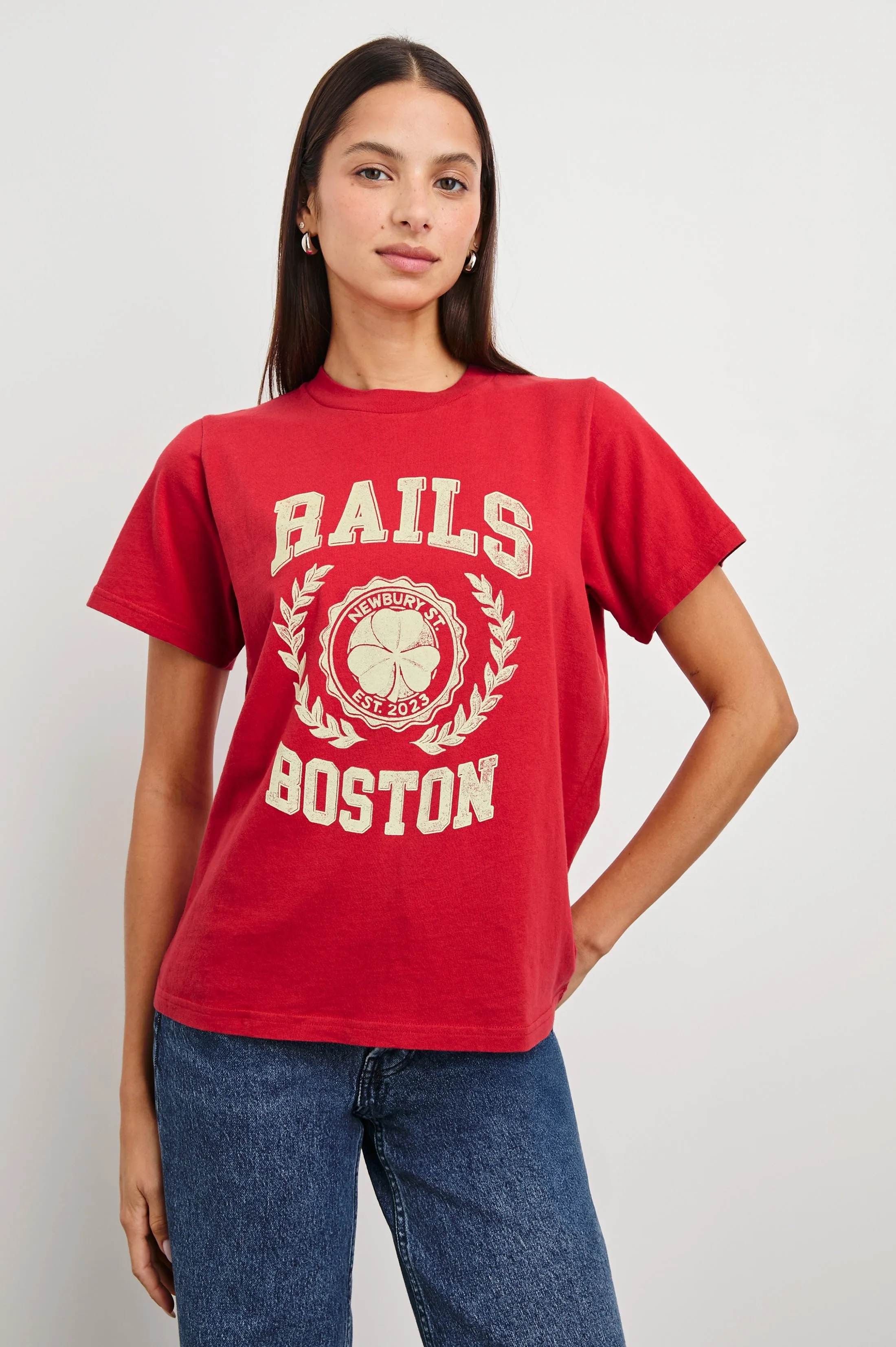 BOYFRIEND T-SHIRT - RAILS BOSTON RED Rails