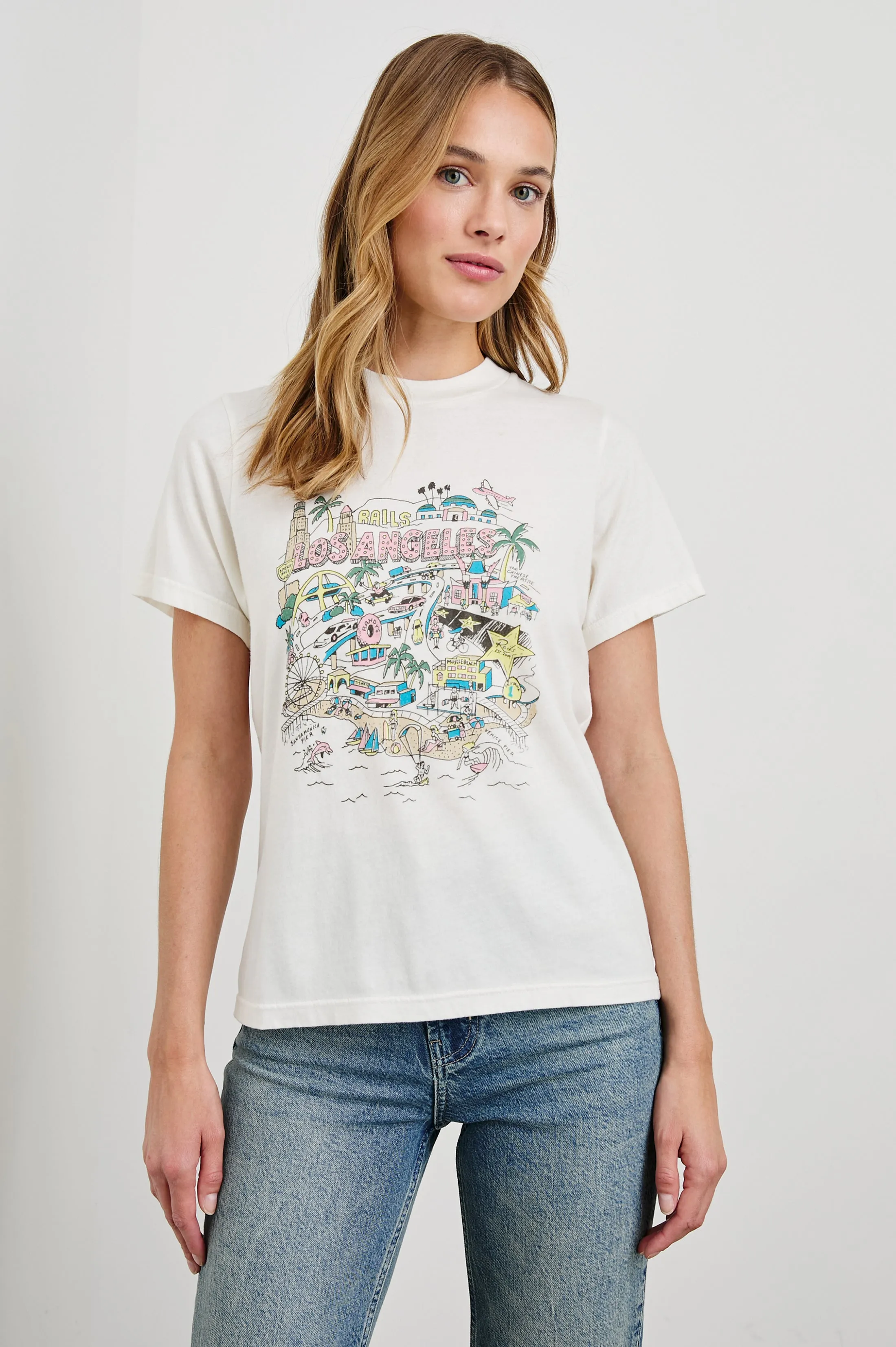 BOYFRIEND T-SHIRT - RAILS LOS ANGELES MAP WHITE Rails