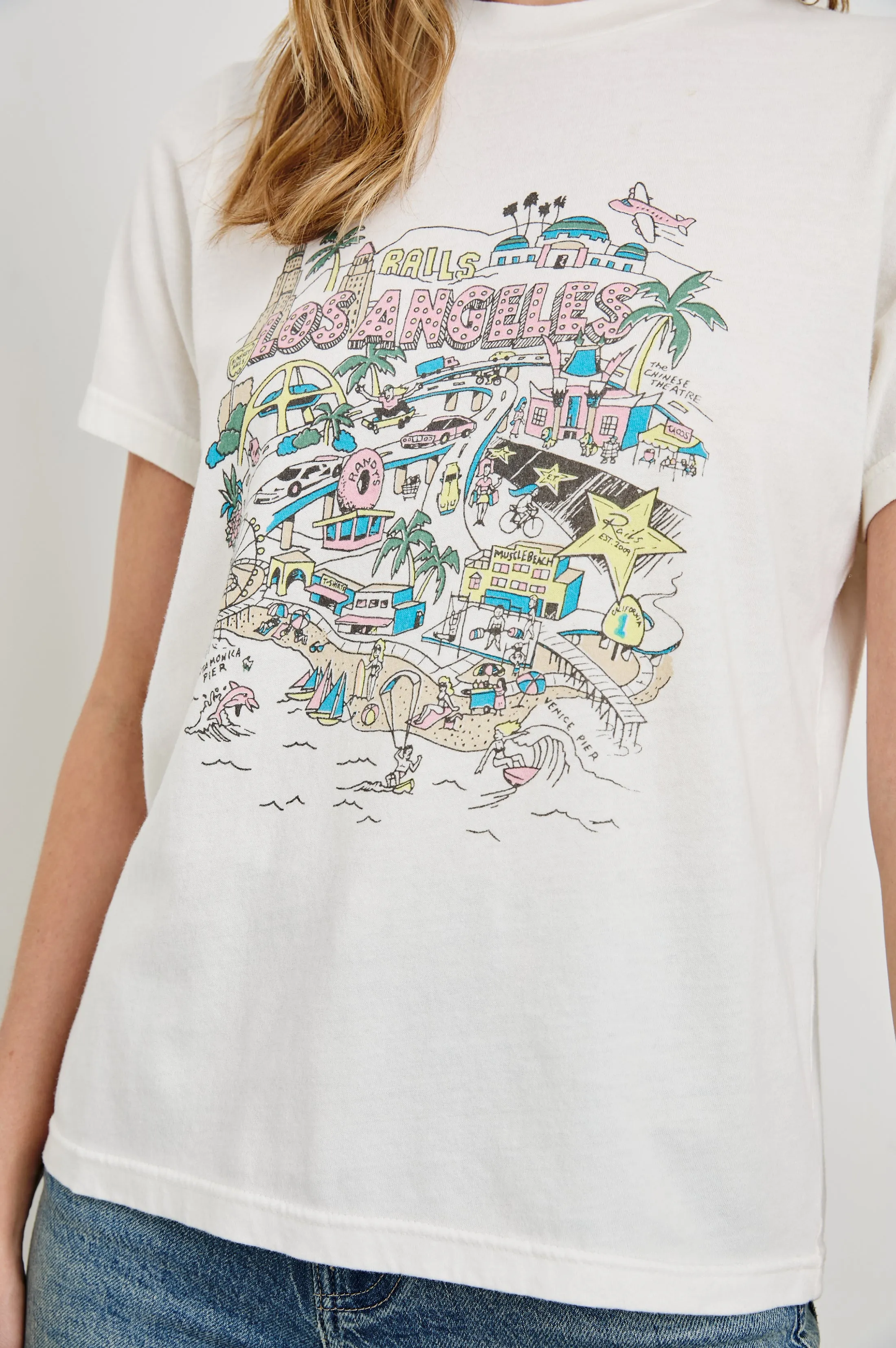 BOYFRIEND T-SHIRT - RAILS LOS ANGELES MAP WHITE Rails