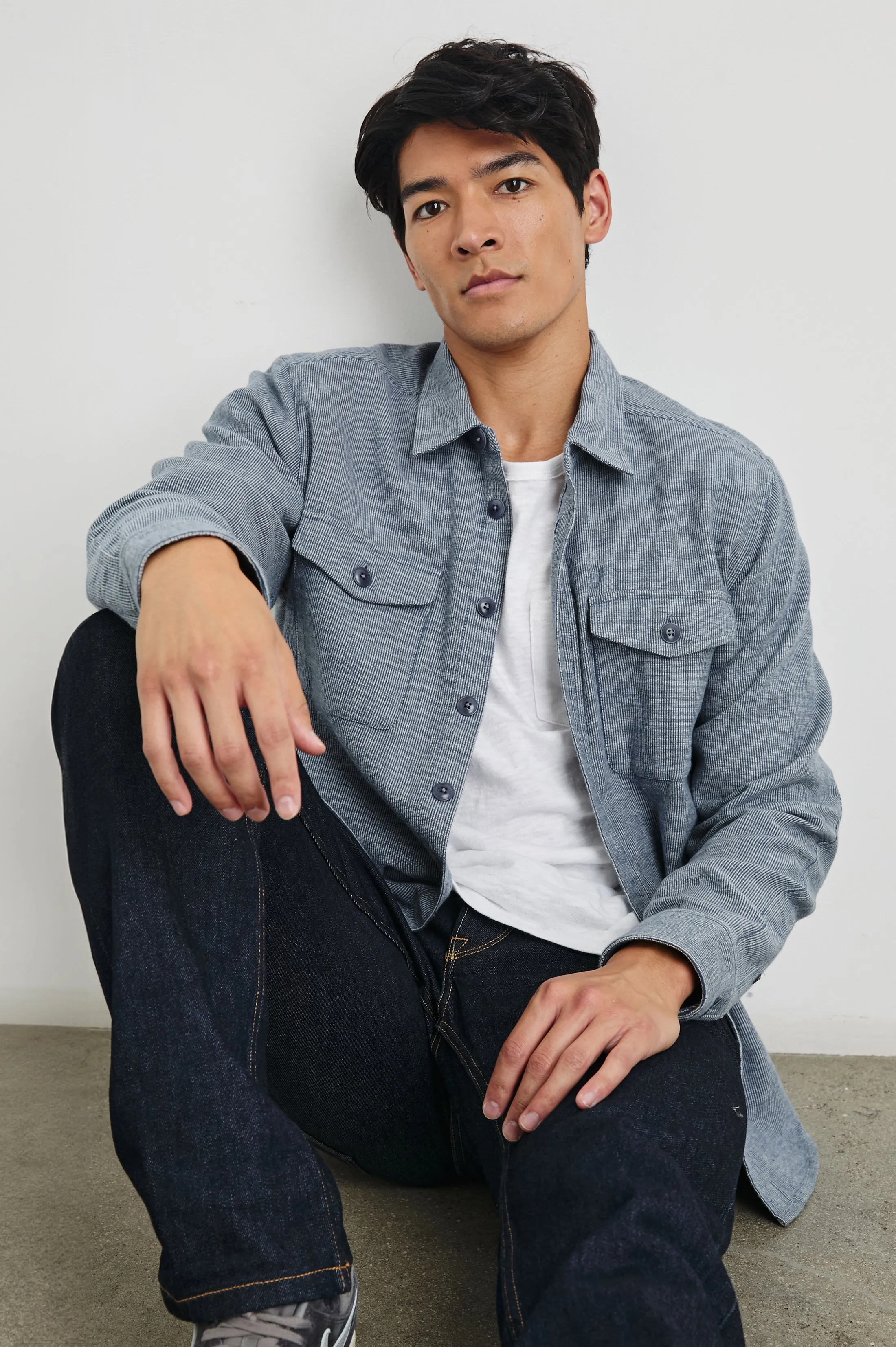 BURR SHIRT JACKET - DENIM WHITE Rails