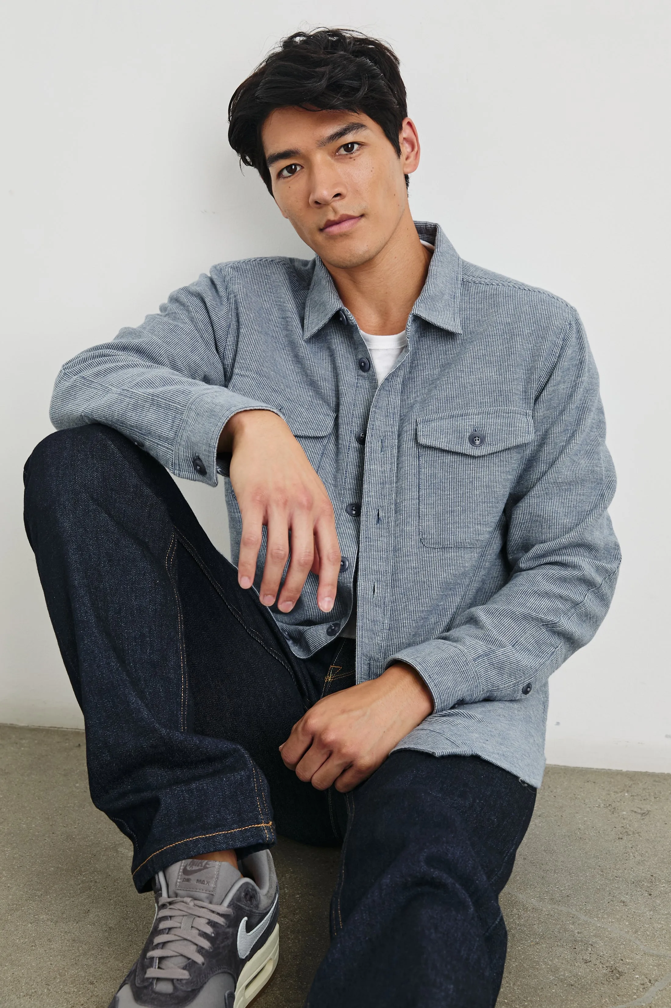 BURR SHIRT JACKET - DENIM WHITE Rails