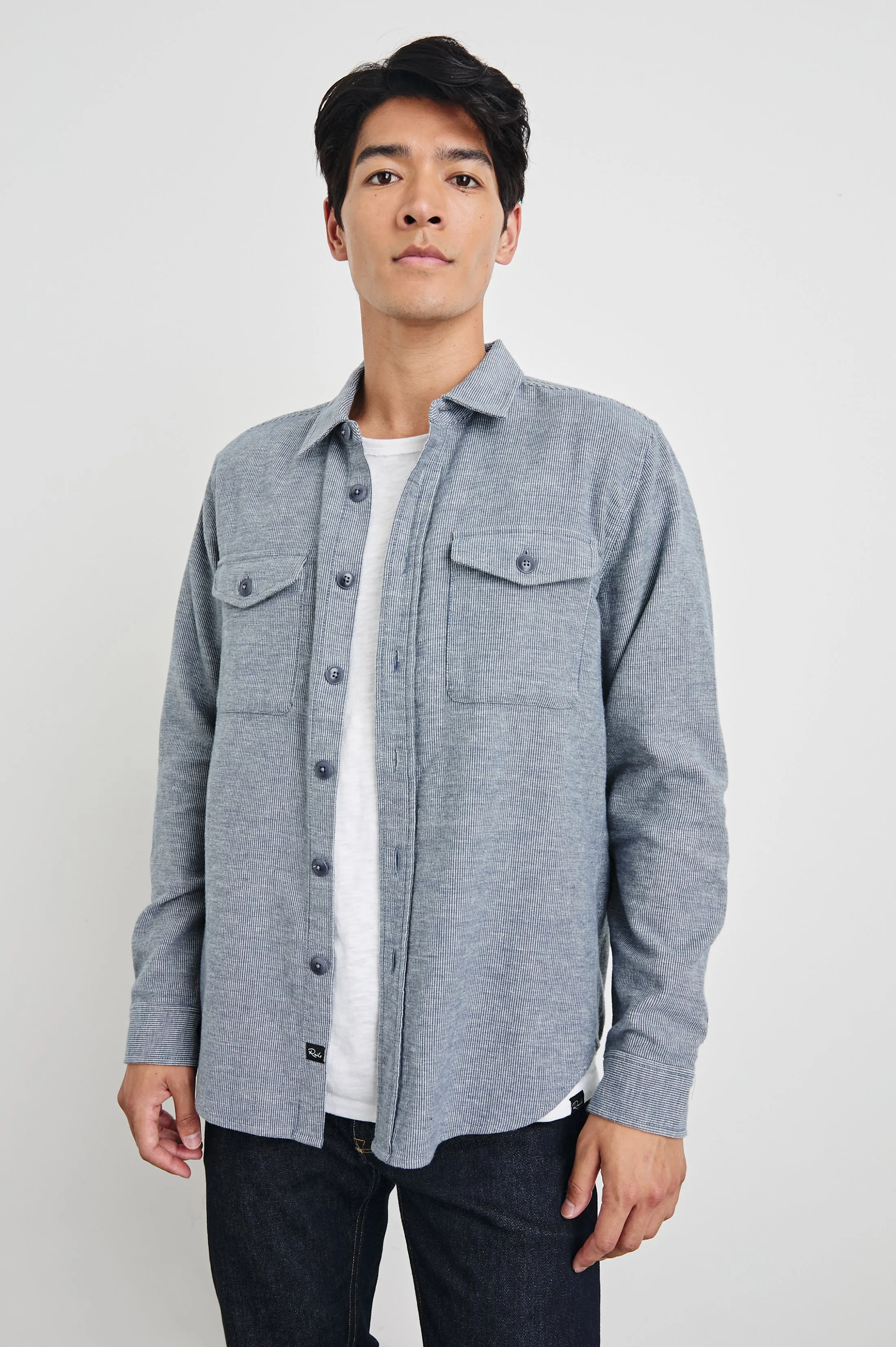 BURR SHIRT JACKET - DENIM WHITE Rails