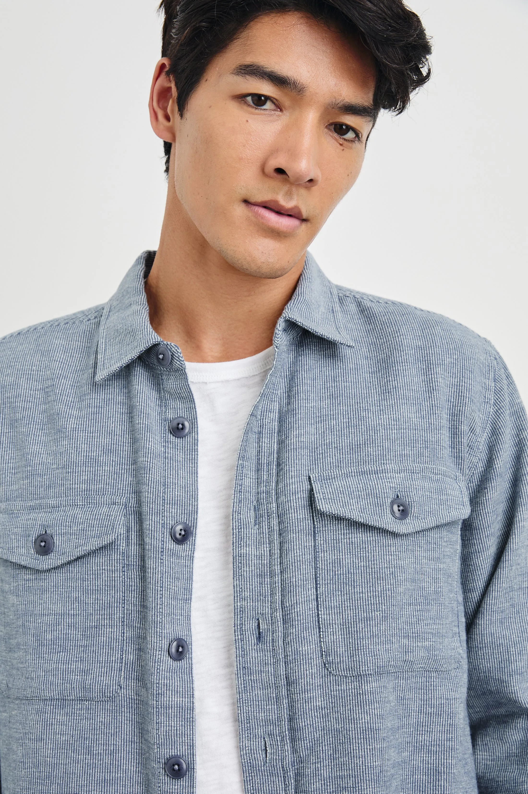 BURR SHIRT JACKET - DENIM WHITE Rails