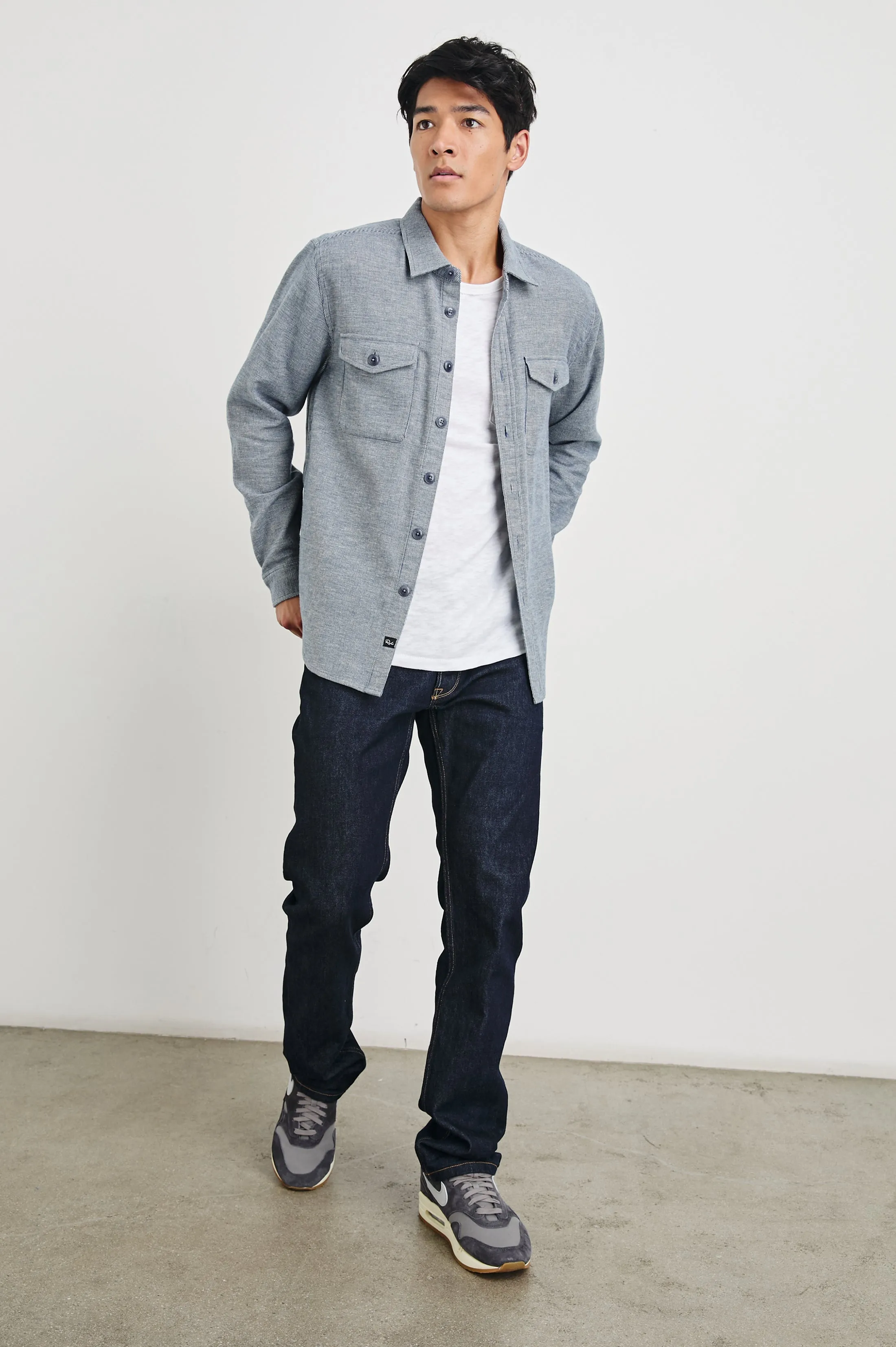 BURR SHIRT JACKET - DENIM WHITE Rails