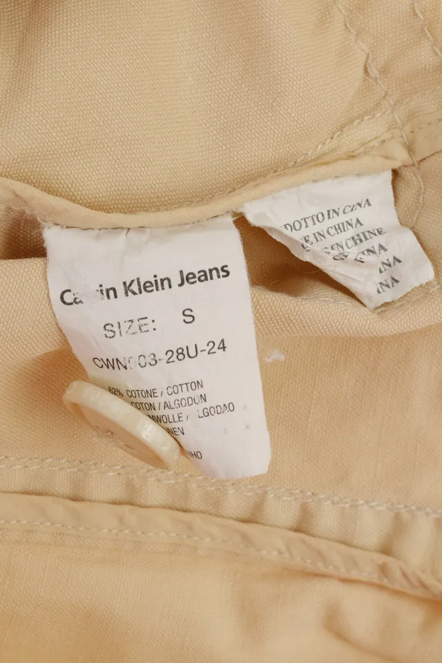 Calvin Klein Jeans Womens S Blazer Cream Cotton Three Pockets Classic Jacket