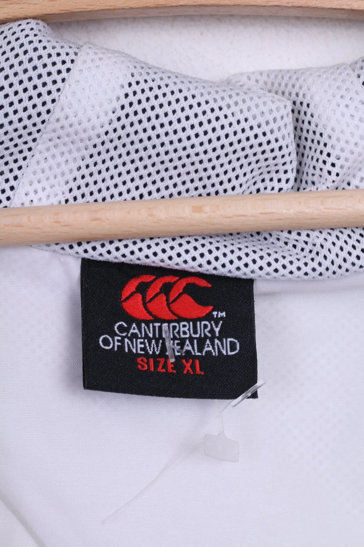 Canterbury Of New Zealand IRFU Mens XL Jacket White Hood Rugby Sport Nylon Waterproof