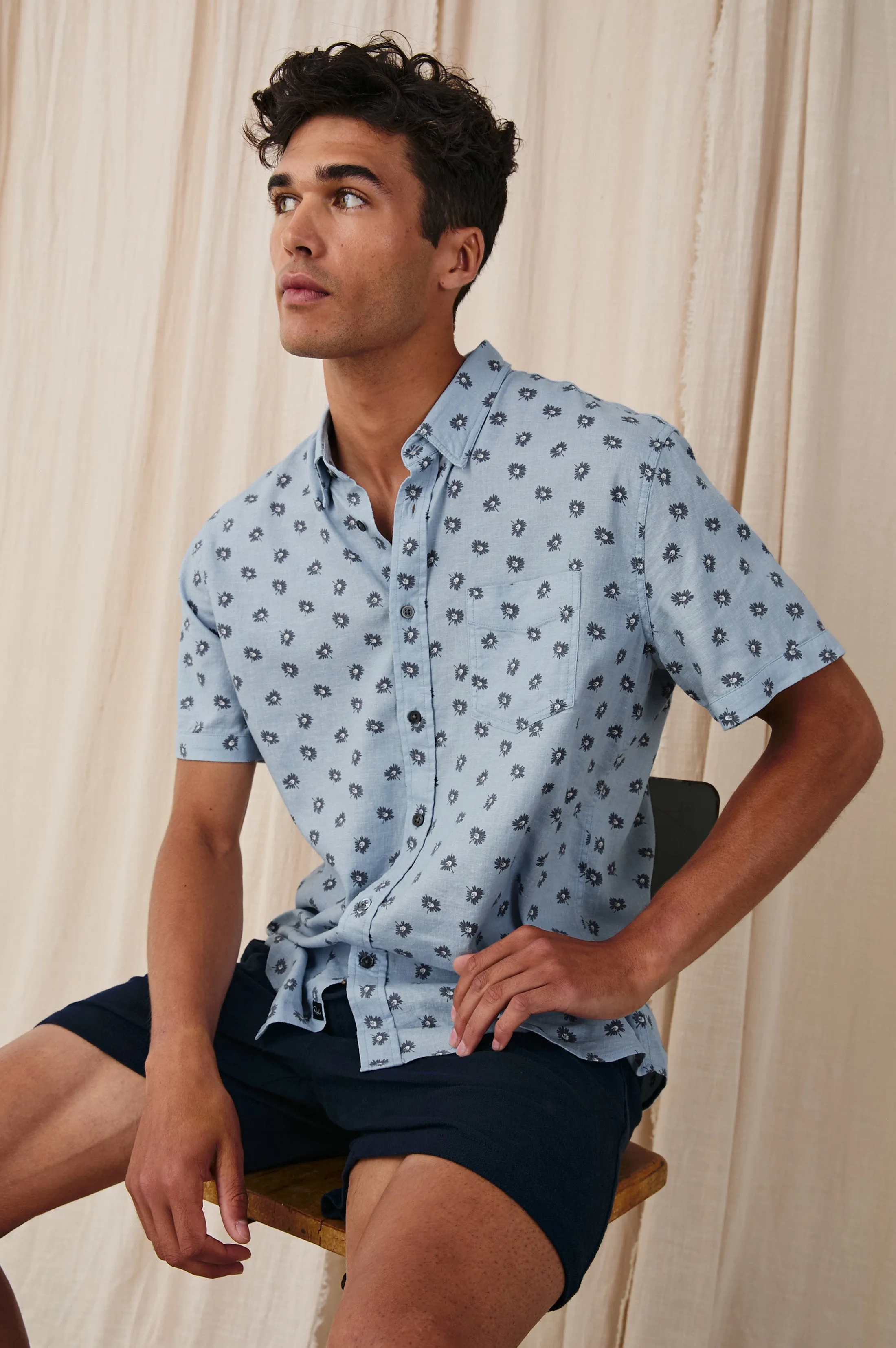 CARSON SHIRT - DAISY TOSS CELESTIAL Rails