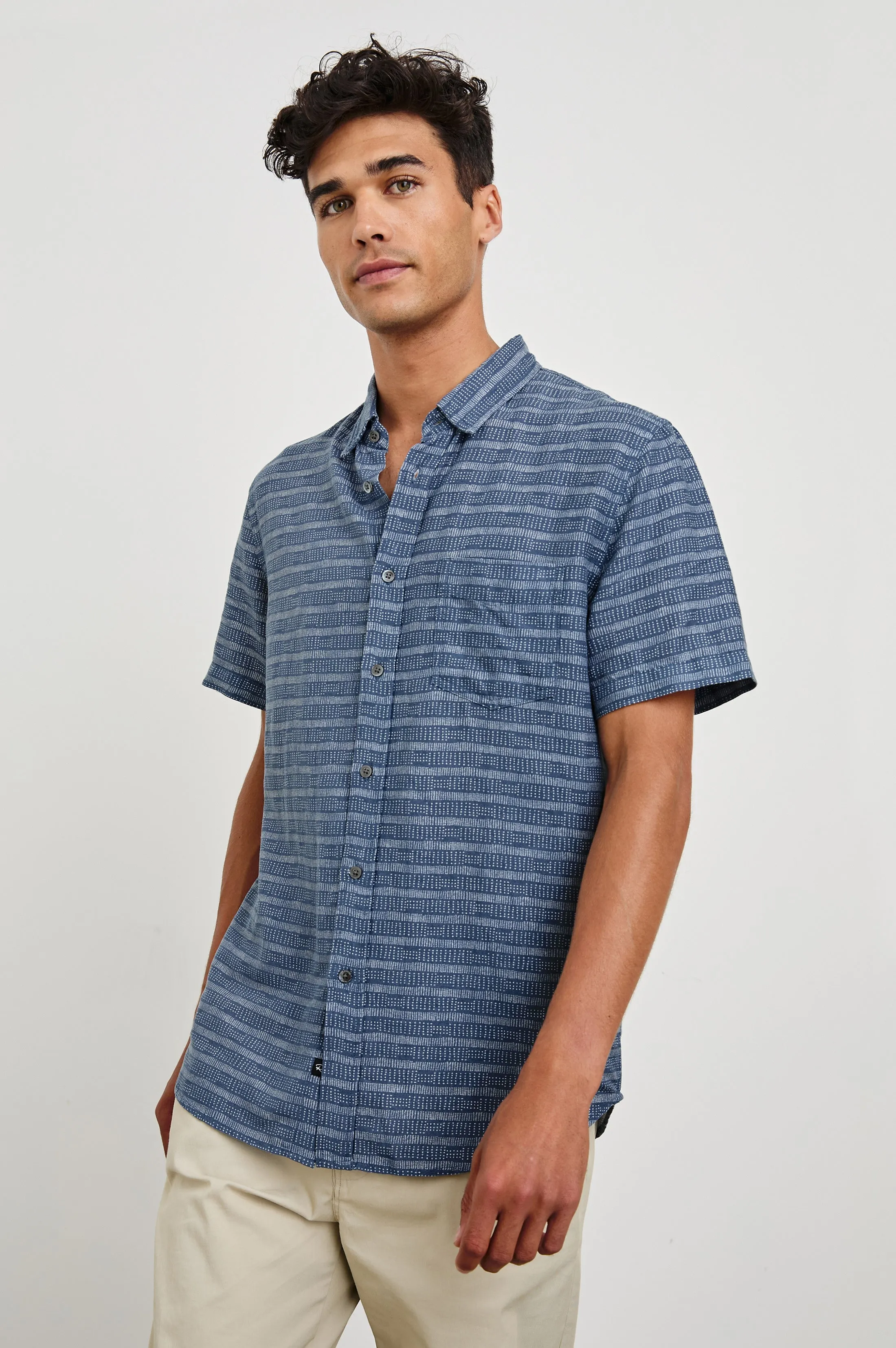 CARSON SHIRT - HOMESPUN BORDER BLUE Rails