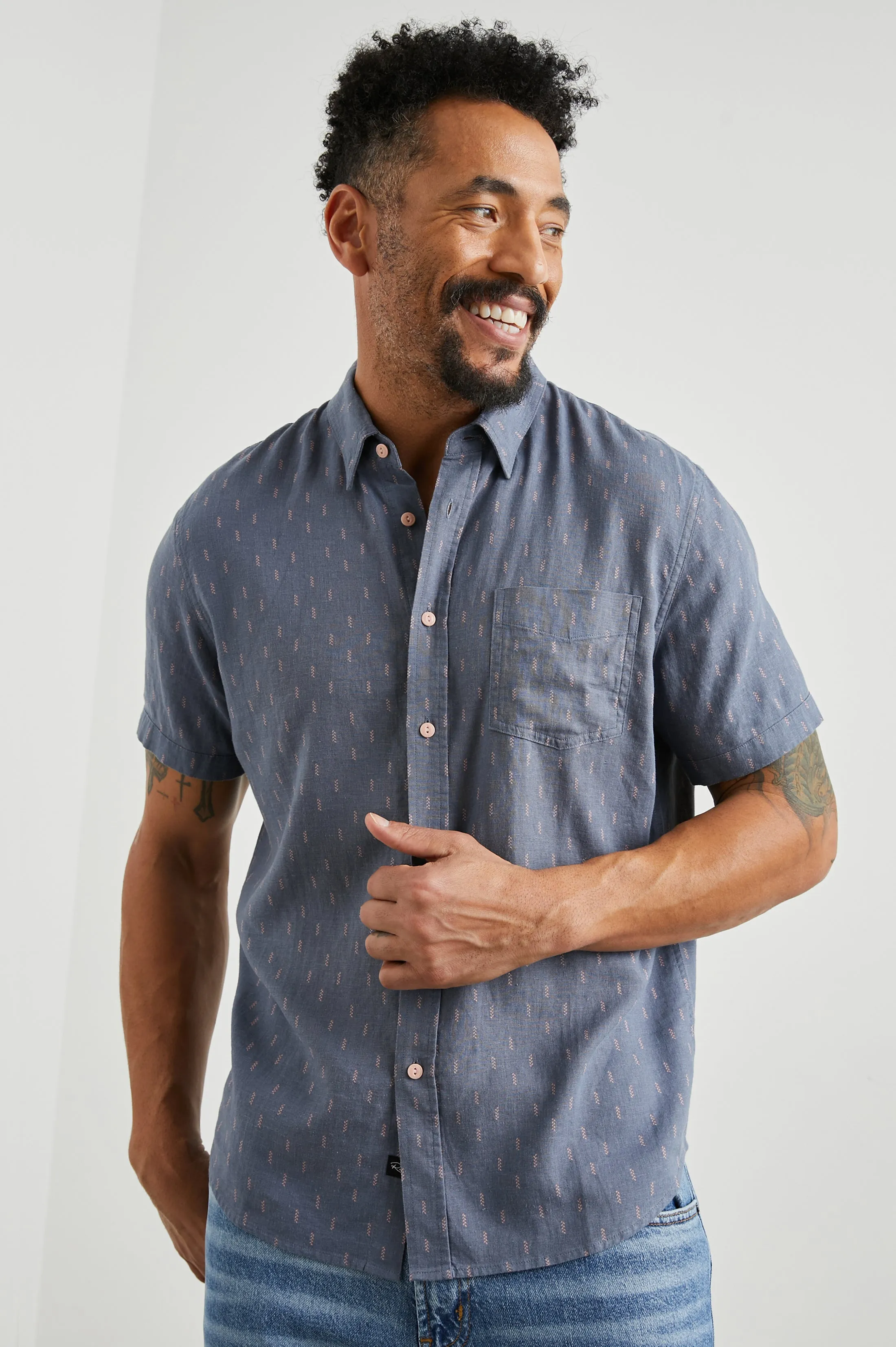 CARSON SHIRT - LOUIS LEAF SLATE Rails