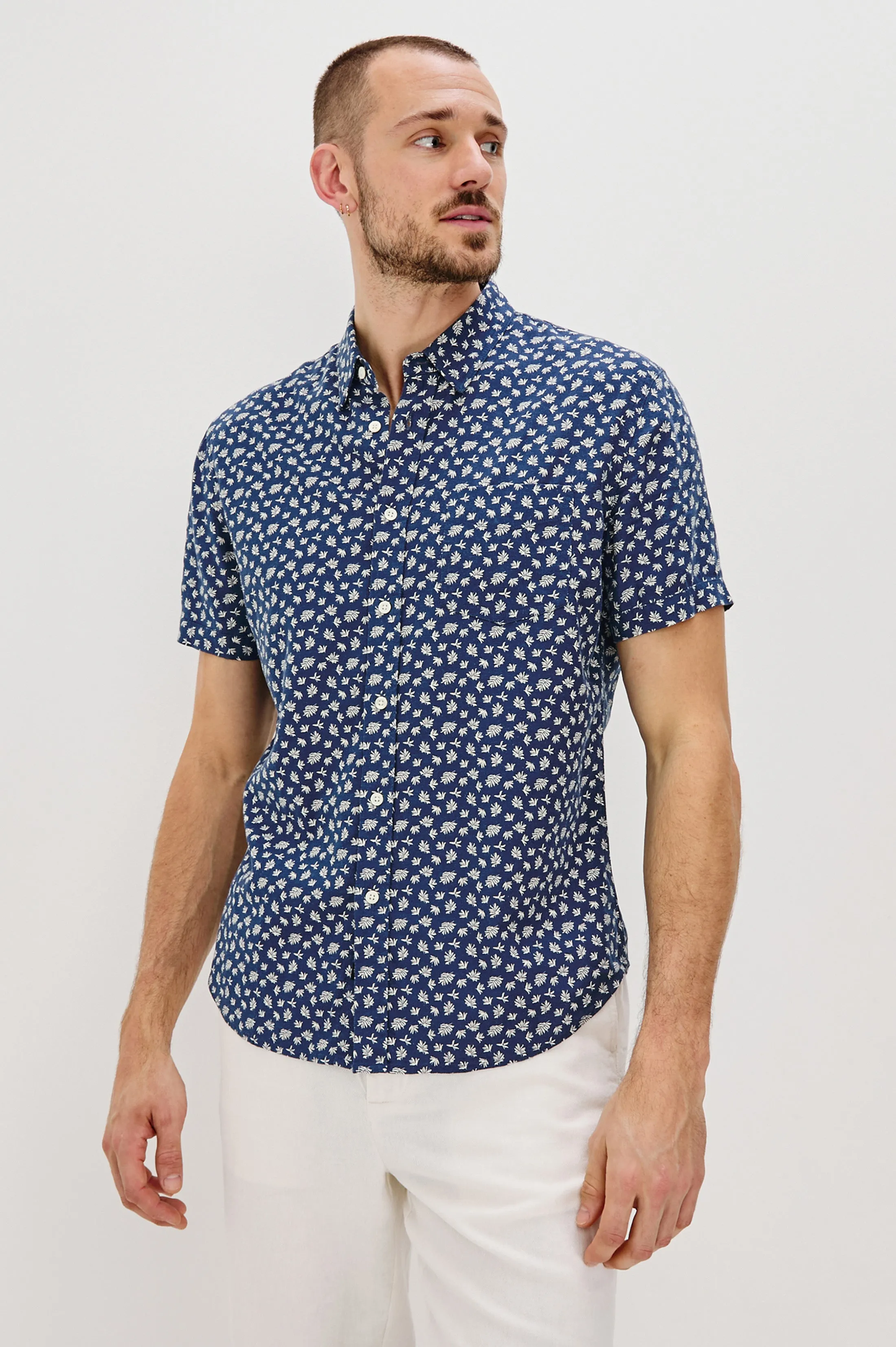 CARSON SHIRT - NERVOUS LEAF BLUE Rails