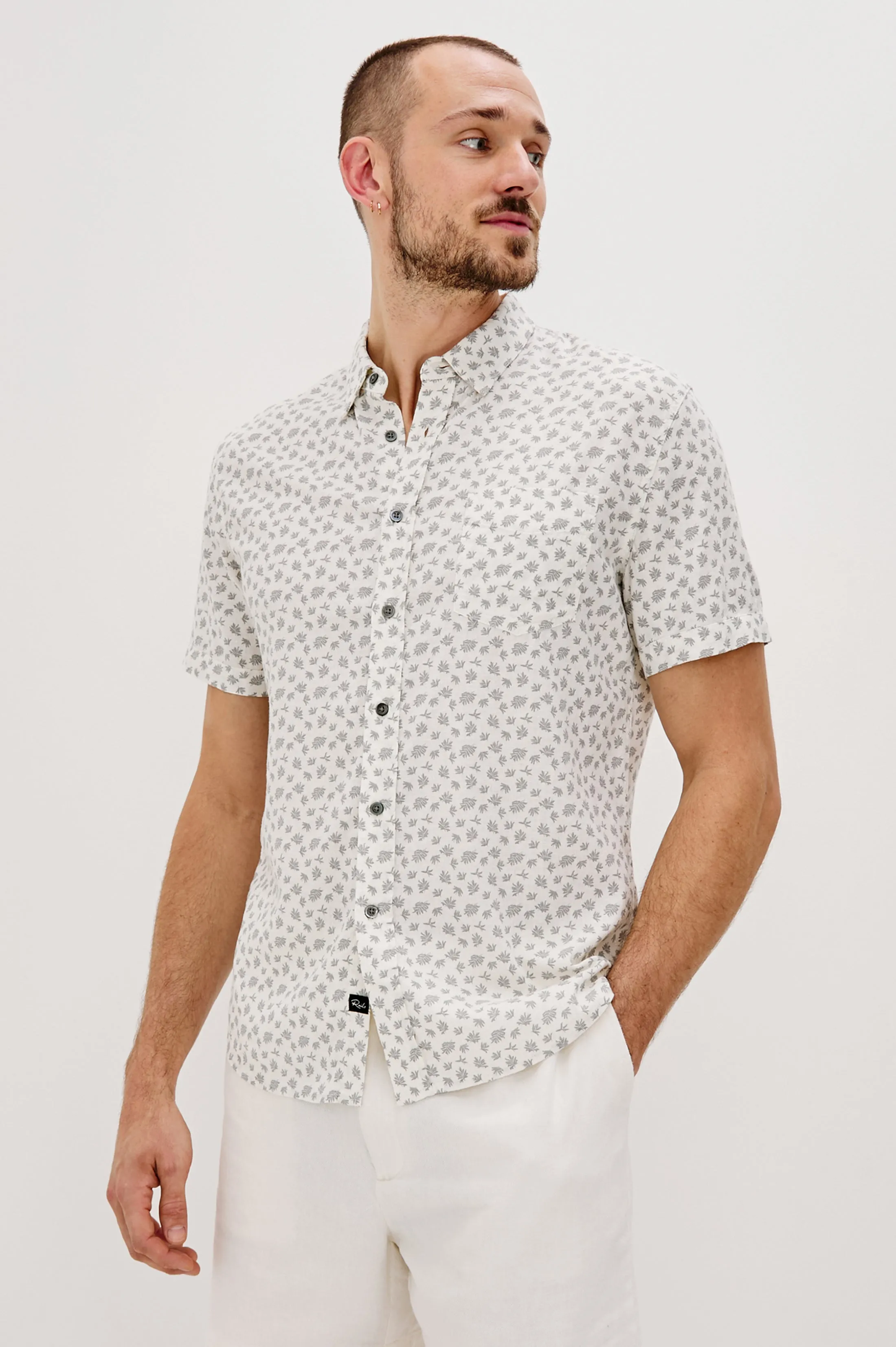 CARSON SHIRT - NERVOUS LEAF WHITE Rails