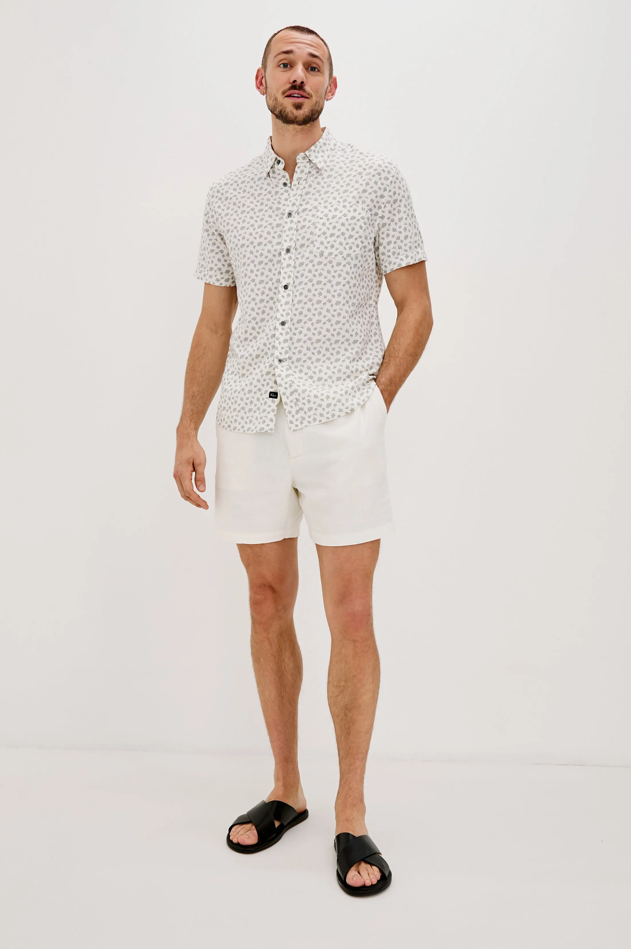 CARSON SHIRT - NERVOUS LEAF WHITE Rails