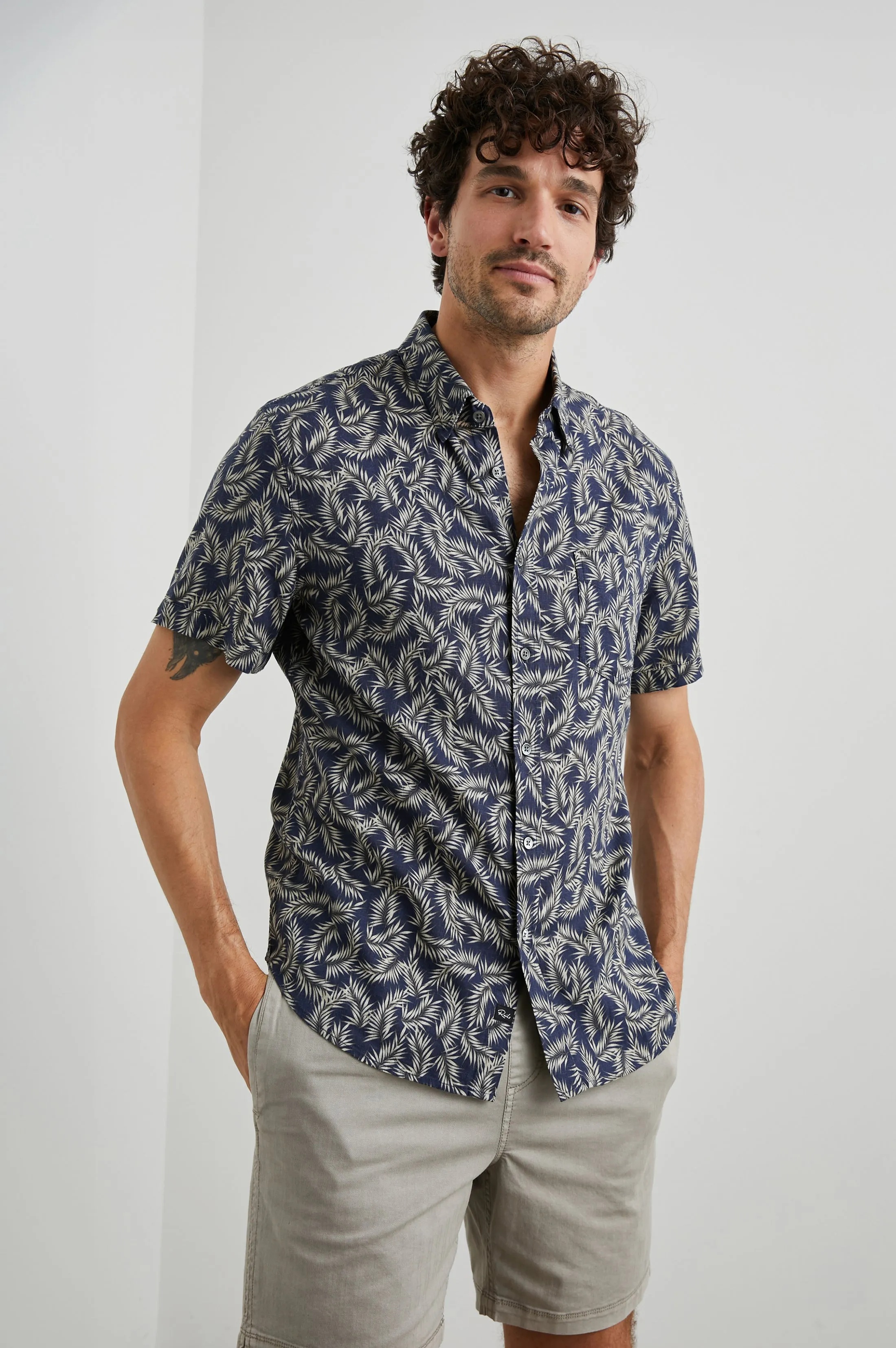 CARSON SHIRT - PALM AMERICANO NAVY Rails