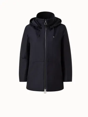 Cashmere Jersey and Silk Poplin Reversible Jacket with Detachable Hood Akris