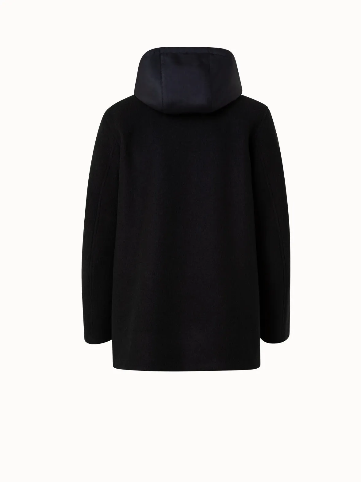 Cashmere Jersey and Silk Poplin Reversible Jacket with Detachable Hood Akris
