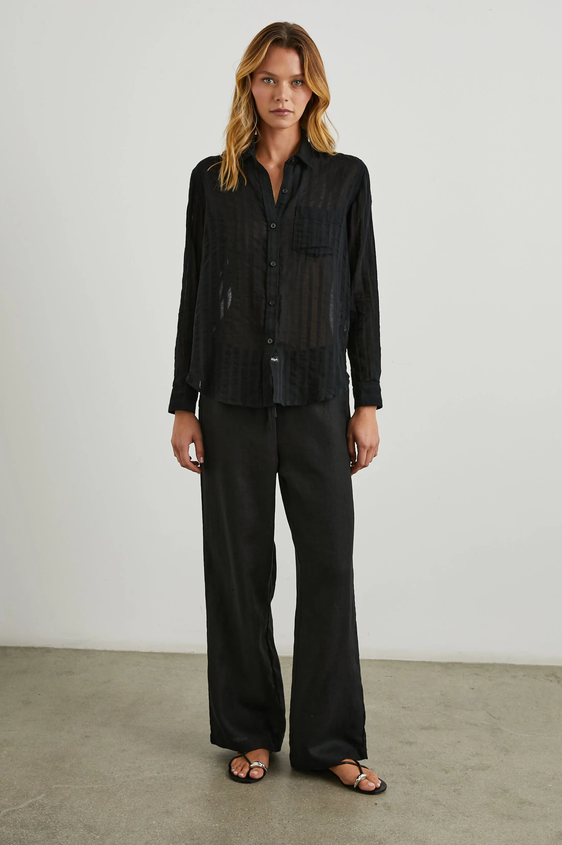 CHARLI SHIRT - BLACK SHADOW STRIPE Rails