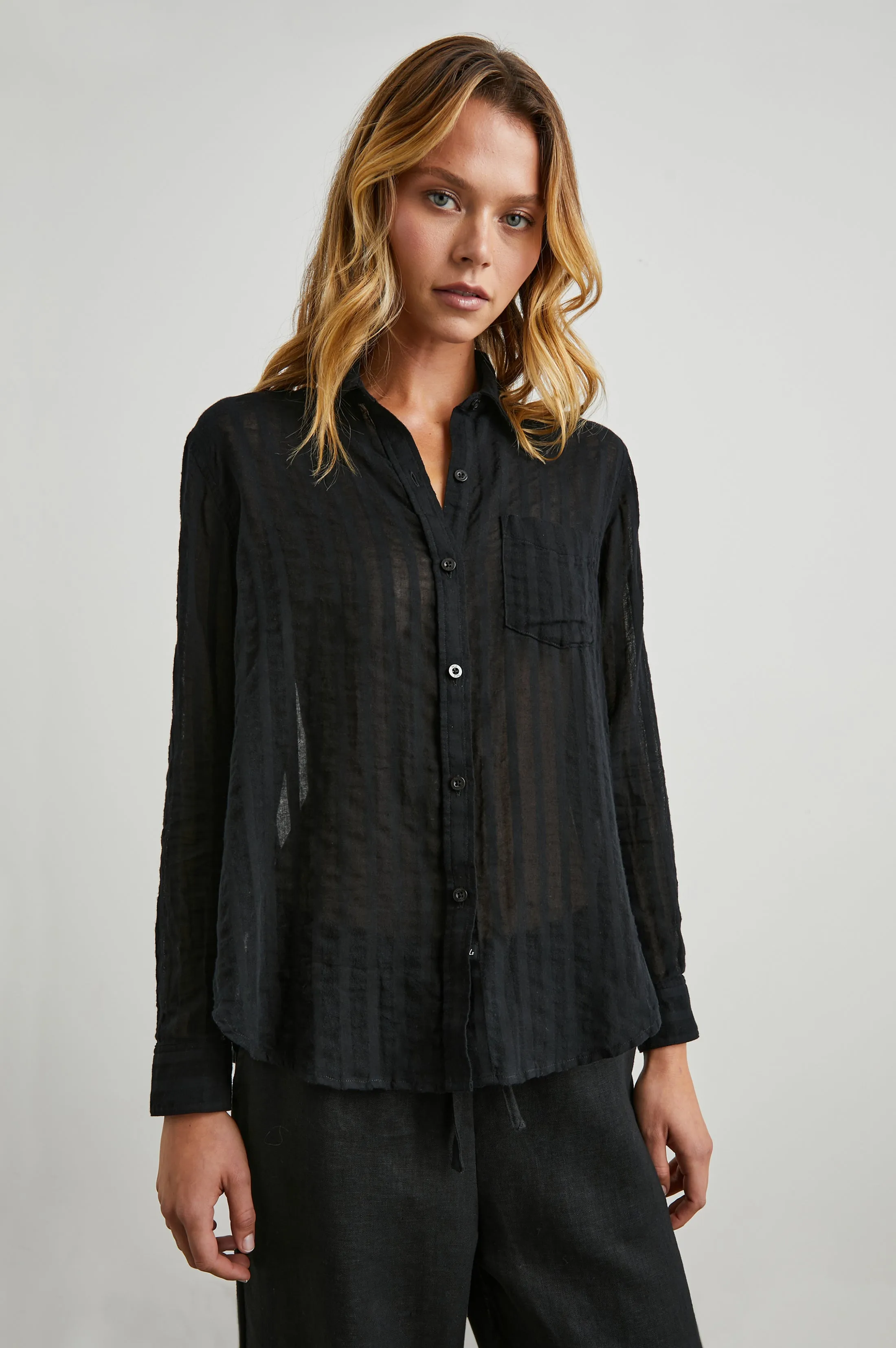 CHARLI SHIRT - BLACK SHADOW STRIPE Rails