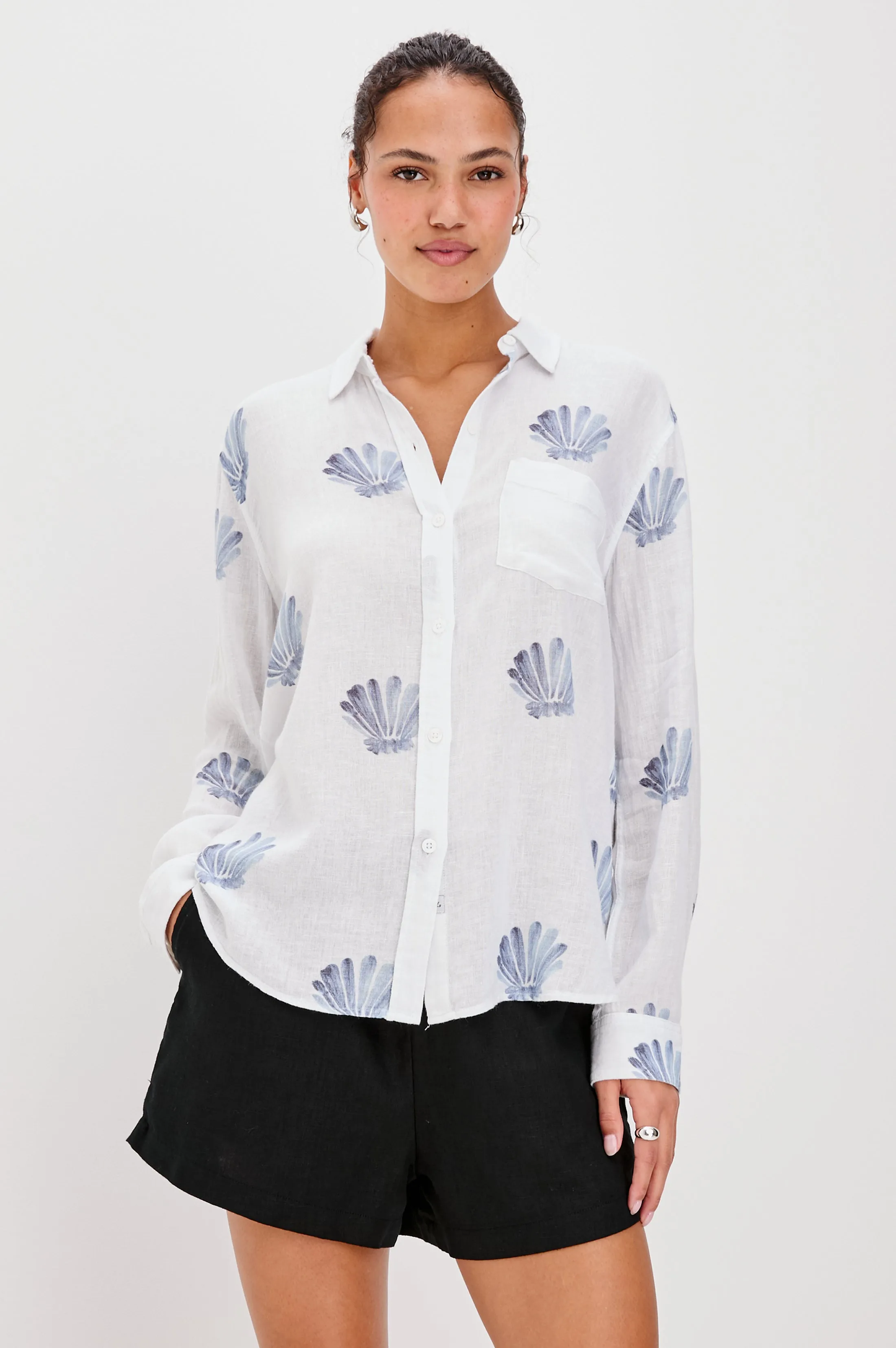 CHARLI SHIRT - BLUE SEASHELLS Rails