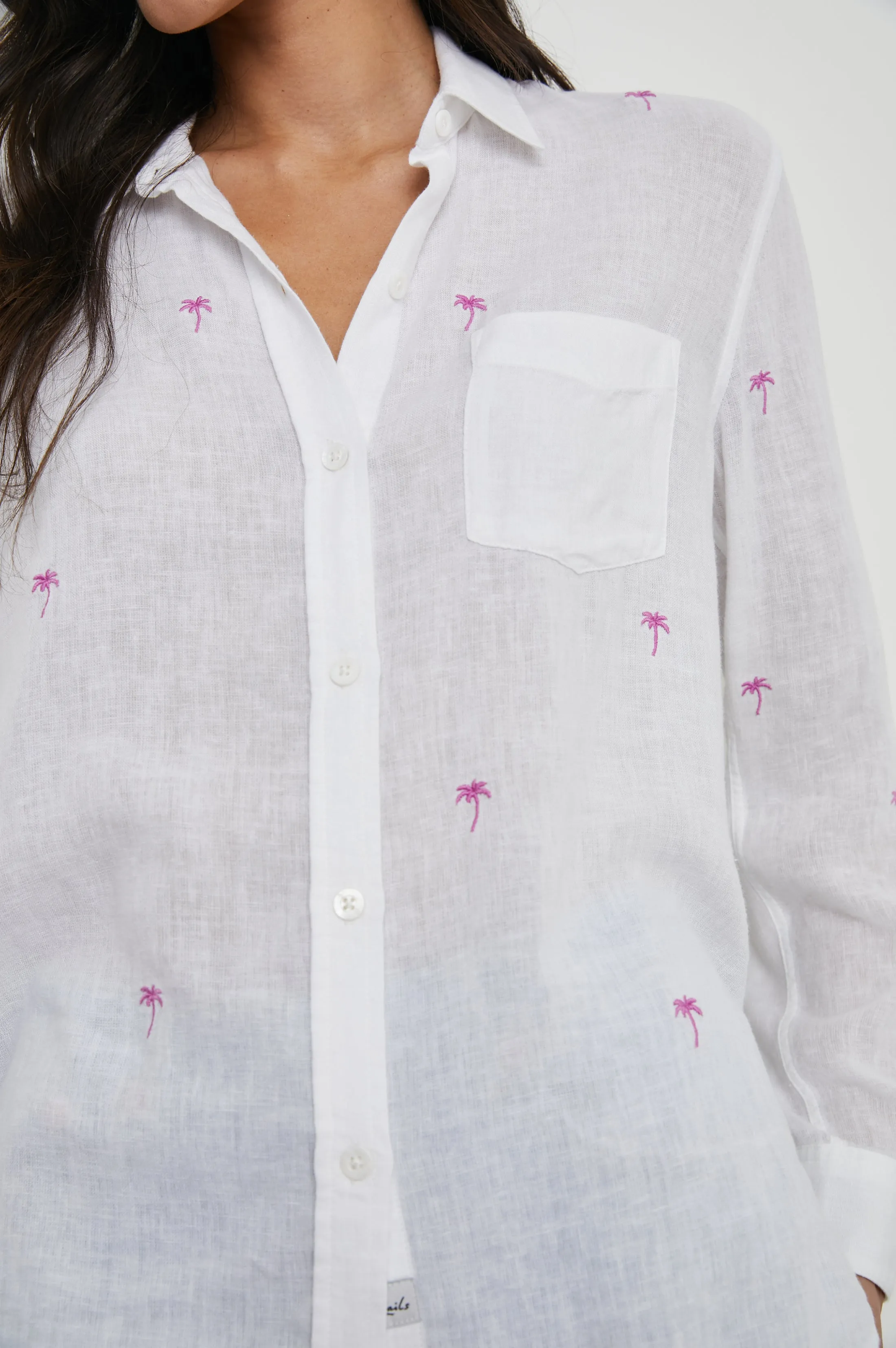 CHARLI SHIRT - FUCHSIA EMBROIDERED PALMS Rails