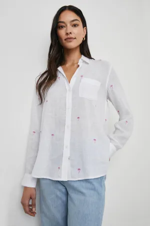 CHARLI SHIRT - FUCHSIA EMBROIDERED PALMS Rails