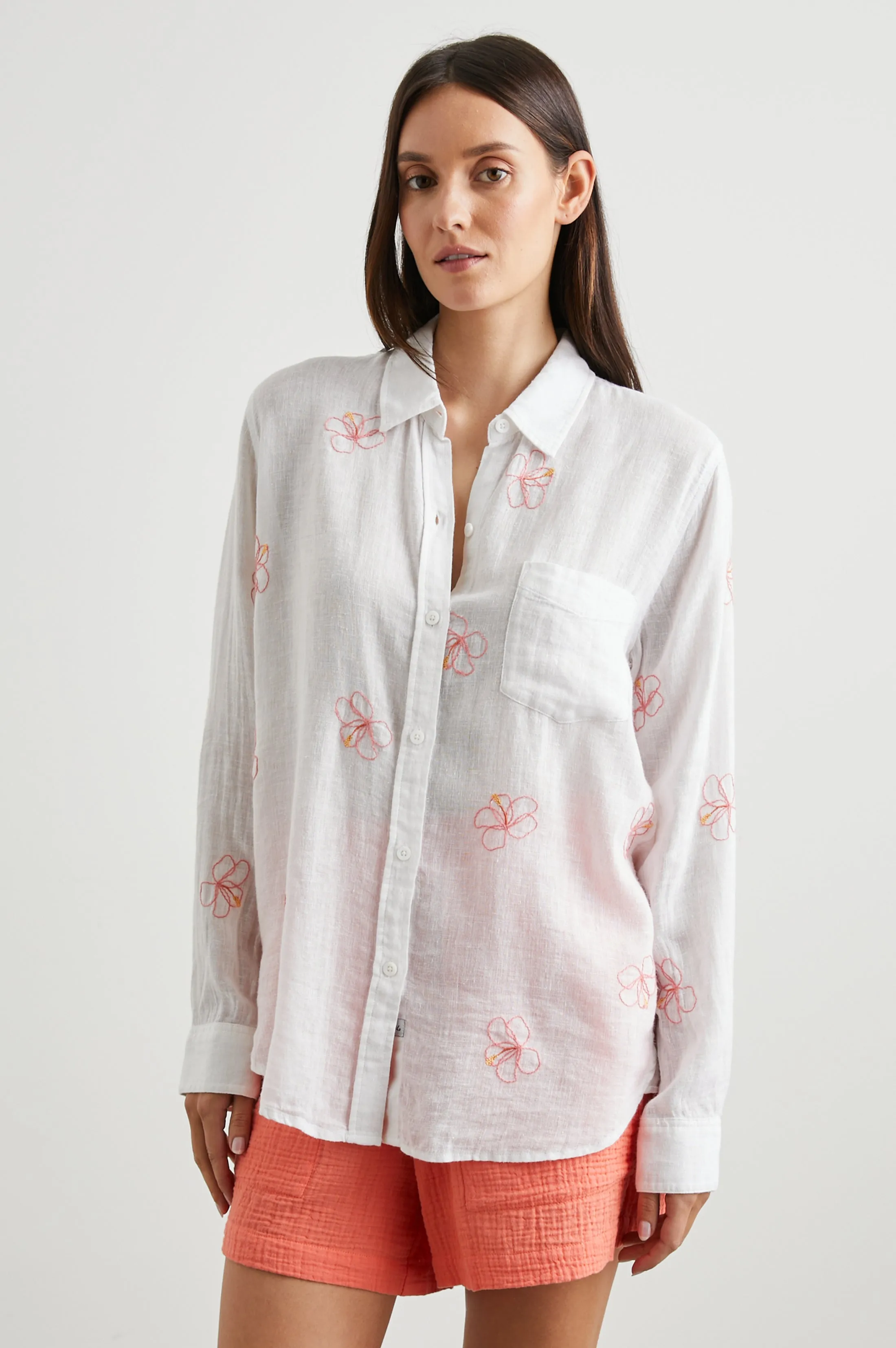 CHARLI SHIRT - HIBISCUS EMBROIDERY Rails