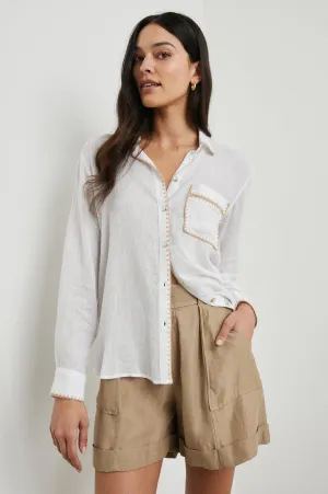 CHARLI SHIRT - WHITE BLANKET STITCH Rails