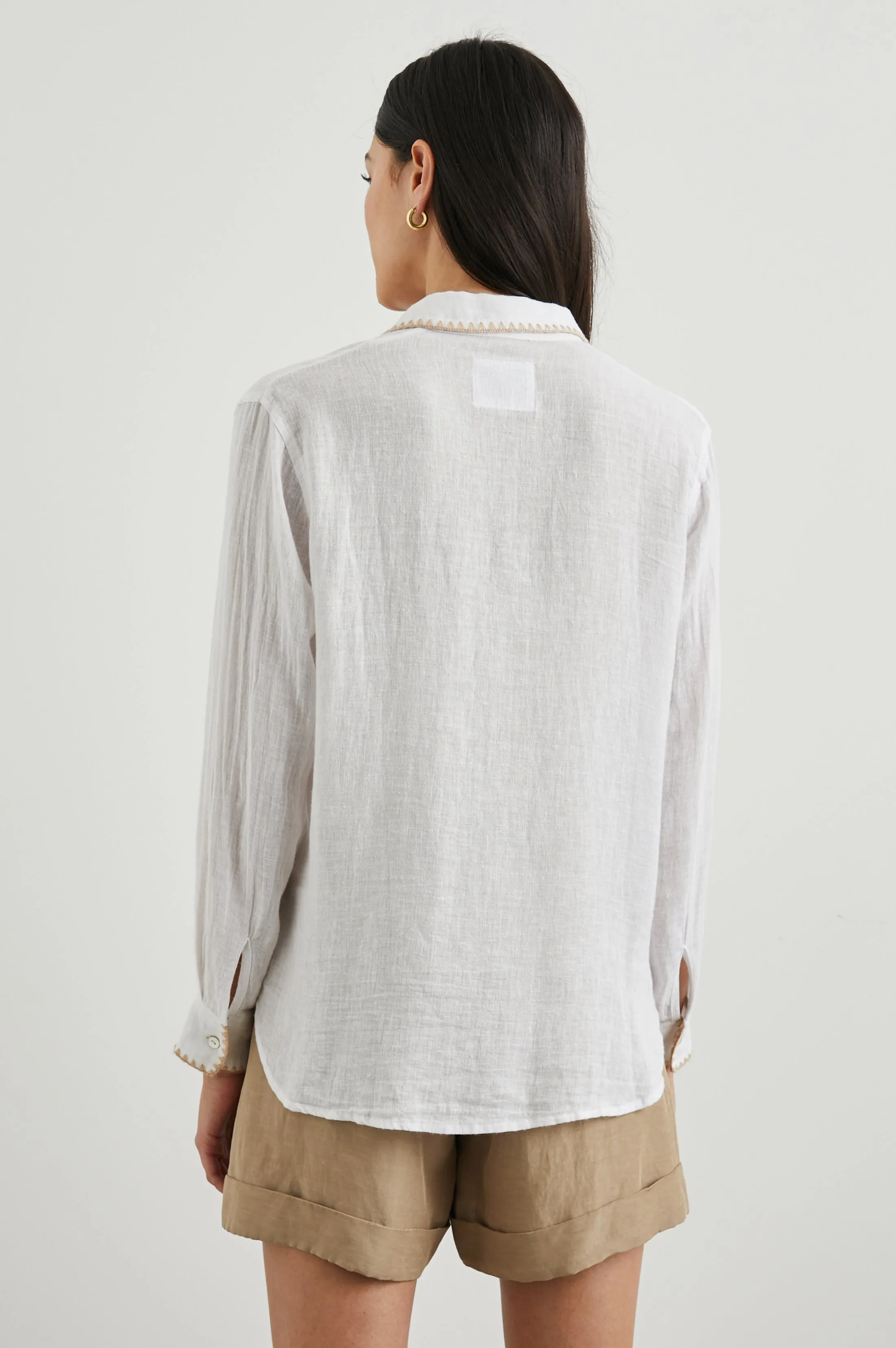 CHARLI SHIRT - WHITE BLANKET STITCH Rails