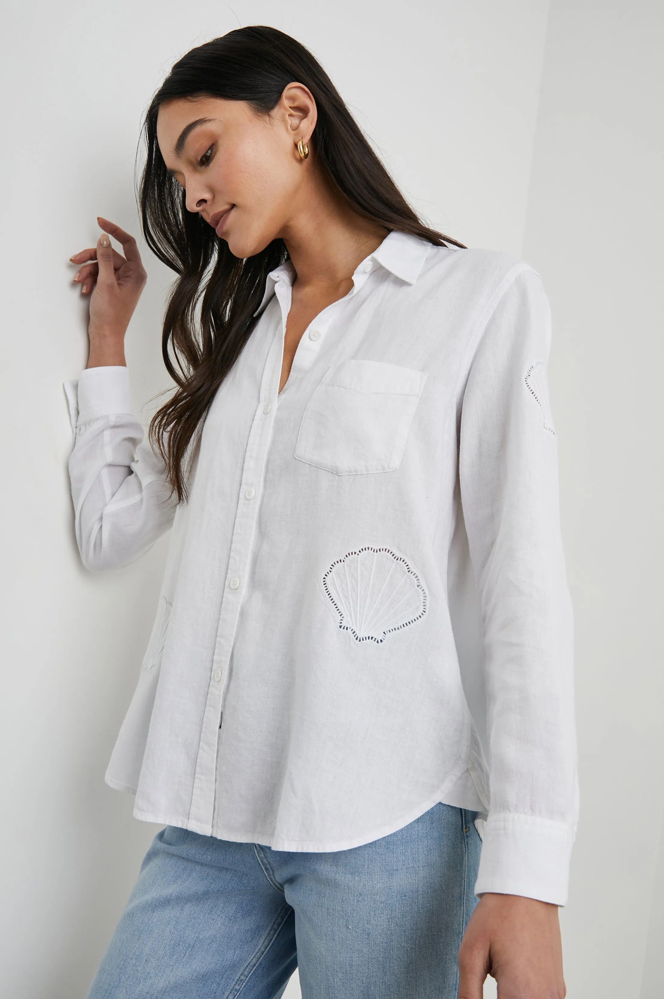 CHARLI SHIRT - WHITE EYELET SHELLS Rails