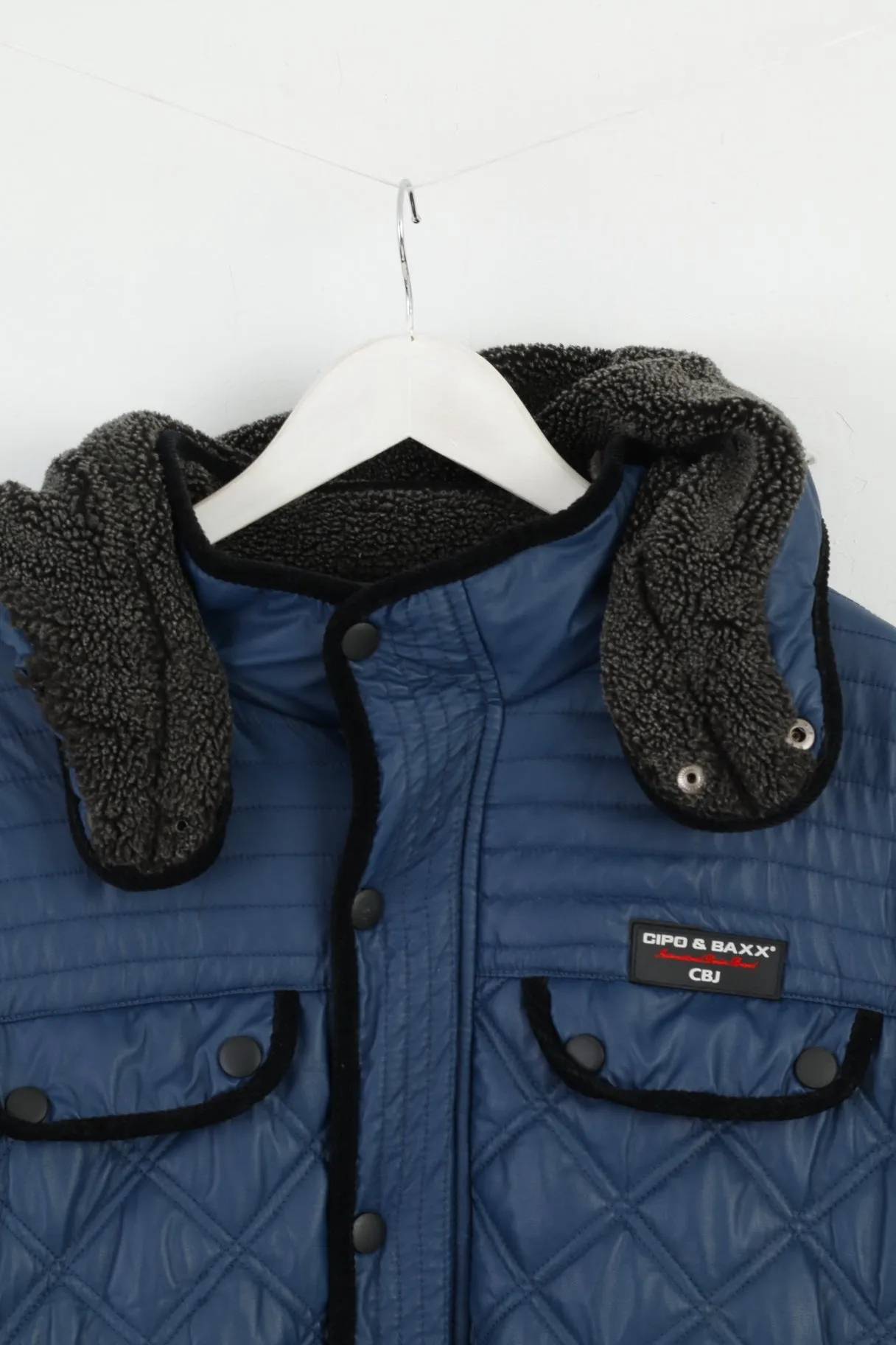Cipo & Braxx Mens XXL Jacket Navy Quilted Hooded Comfort Padded Top