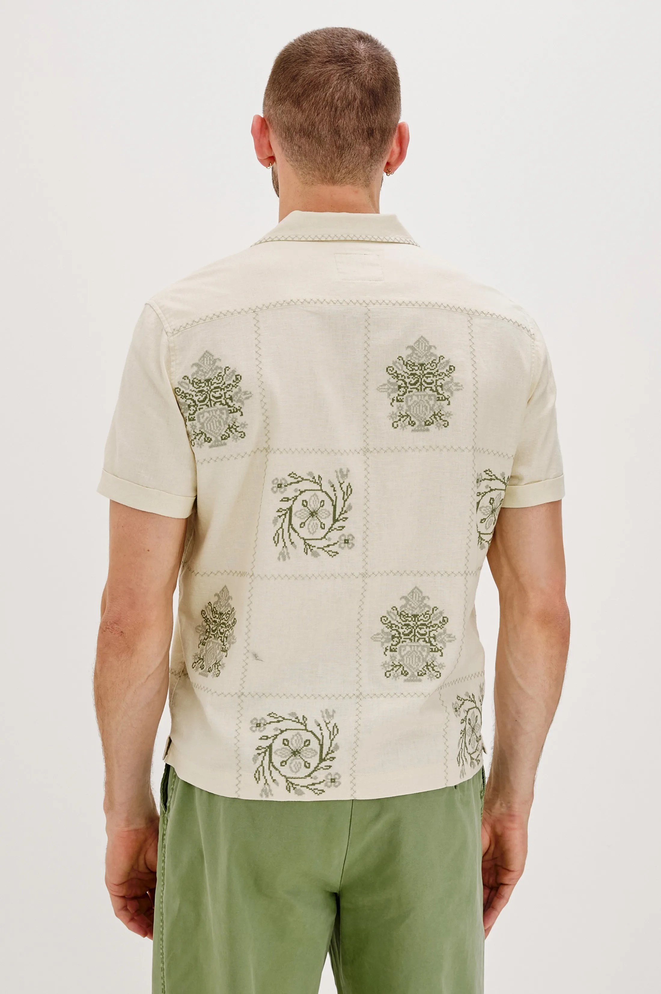 CLAIRO SHIRT - CREAM QUILT SQUARES Rails