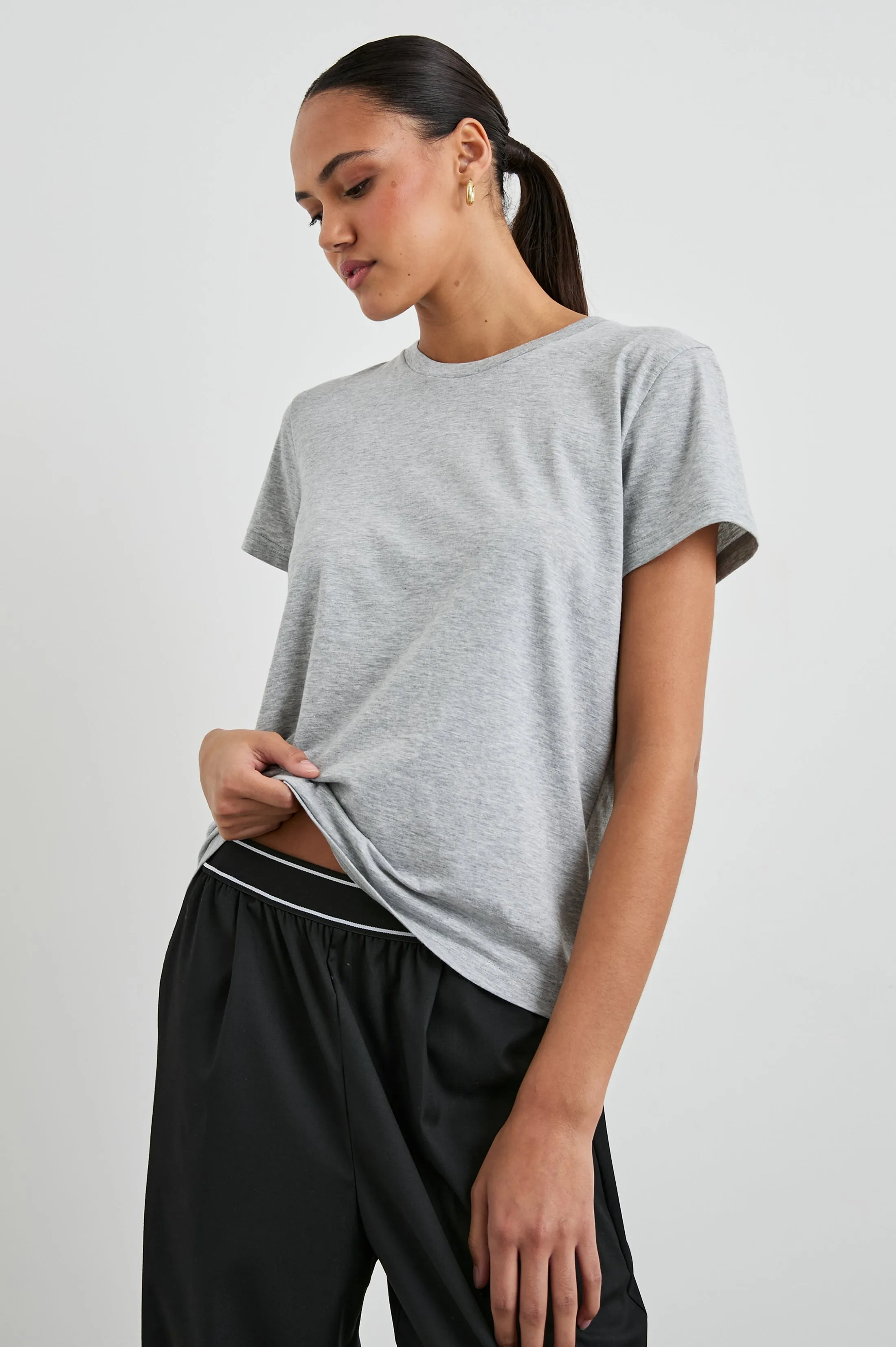 CLASSIC CREW NECK T-SHIRT - HEATHER GREY Rails