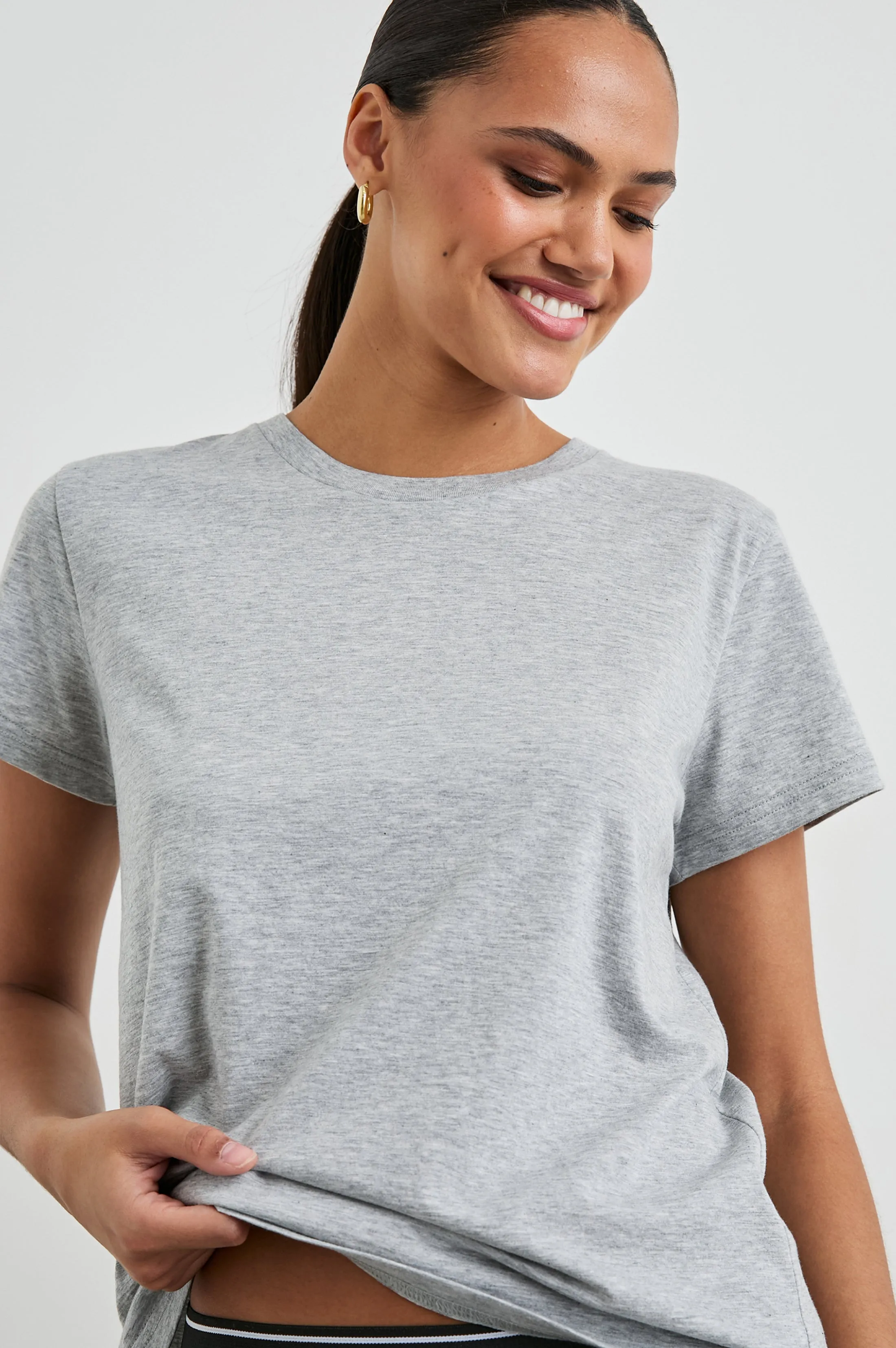 CLASSIC CREW NECK T-SHIRT - HEATHER GREY Rails