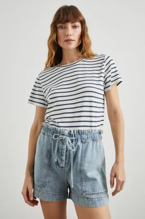 CLASSIC CREW NECK T-SHIRT - IVORY NAVY STRIPE Rails