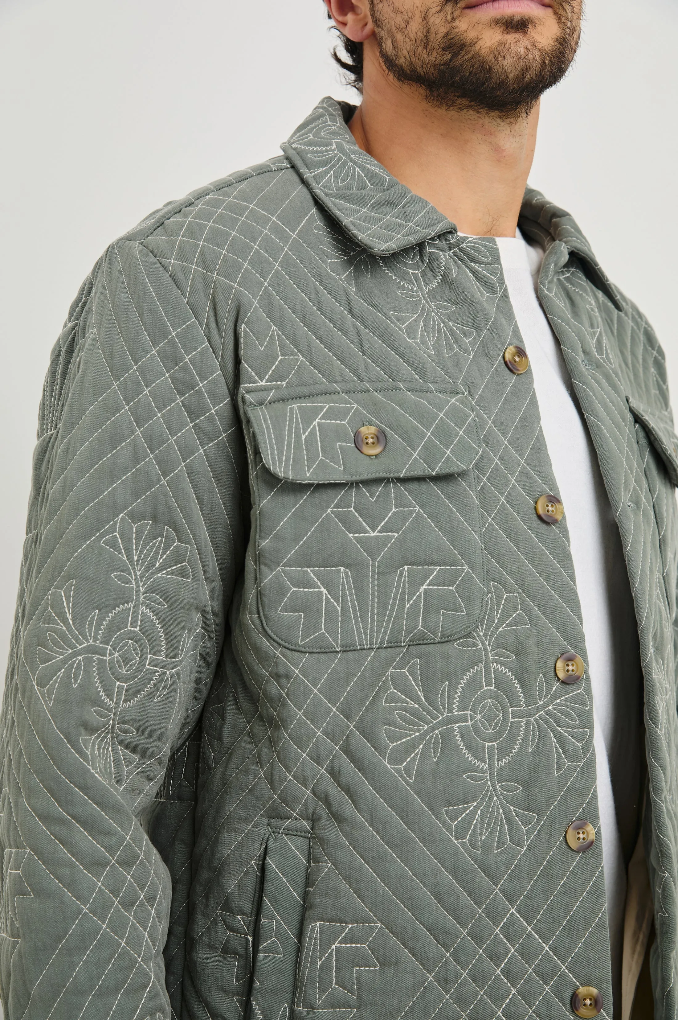 CLAUDE SHIRT JACKET - BASIL ECRU QUILT Rails